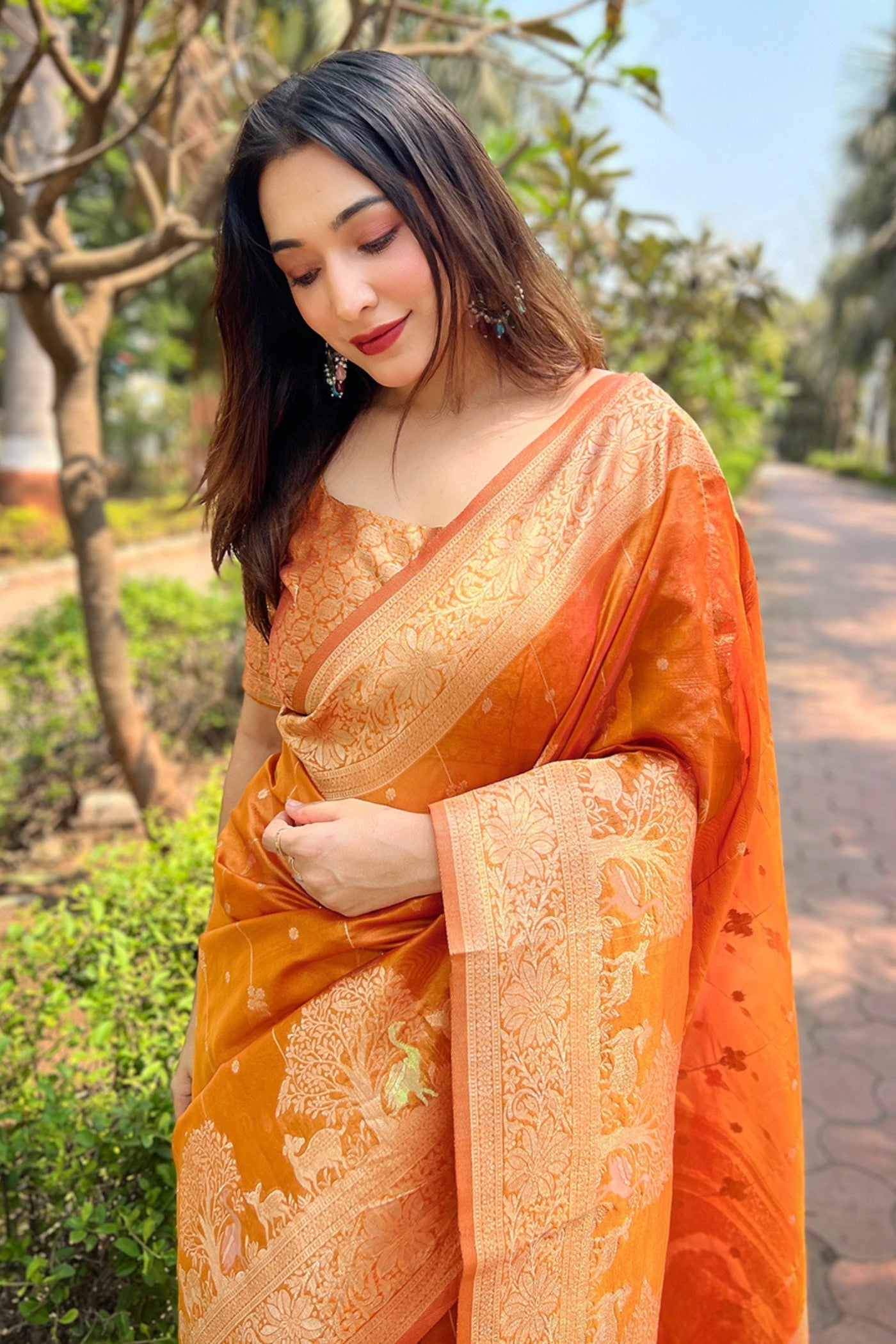 Daisy Yellow Woven Organza Saree