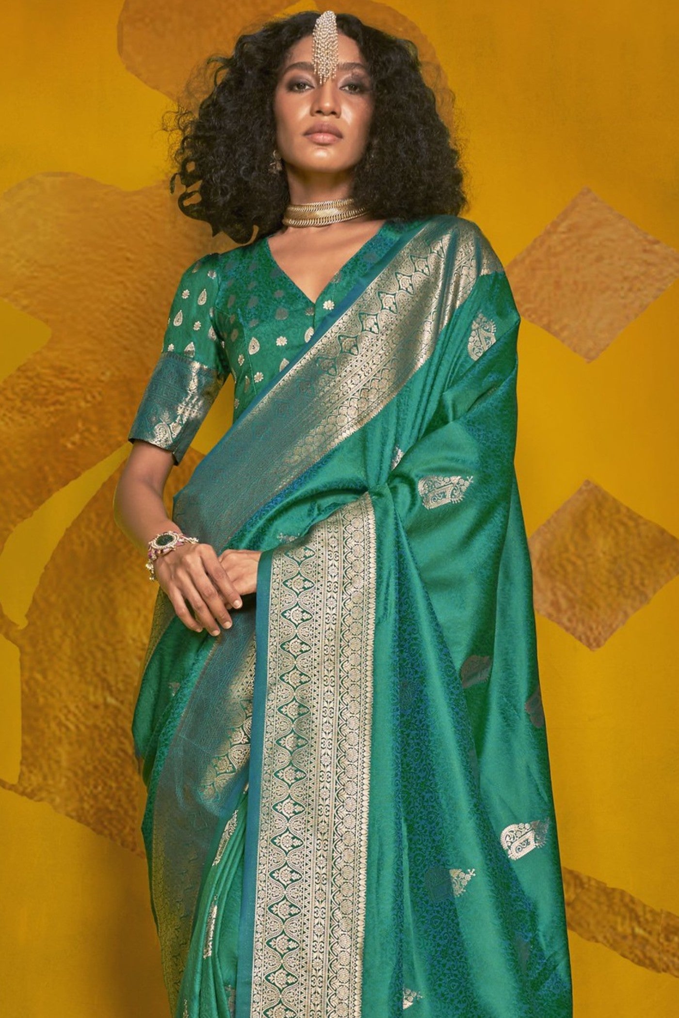 Spring Green Banarasi Handloom Silk Saree