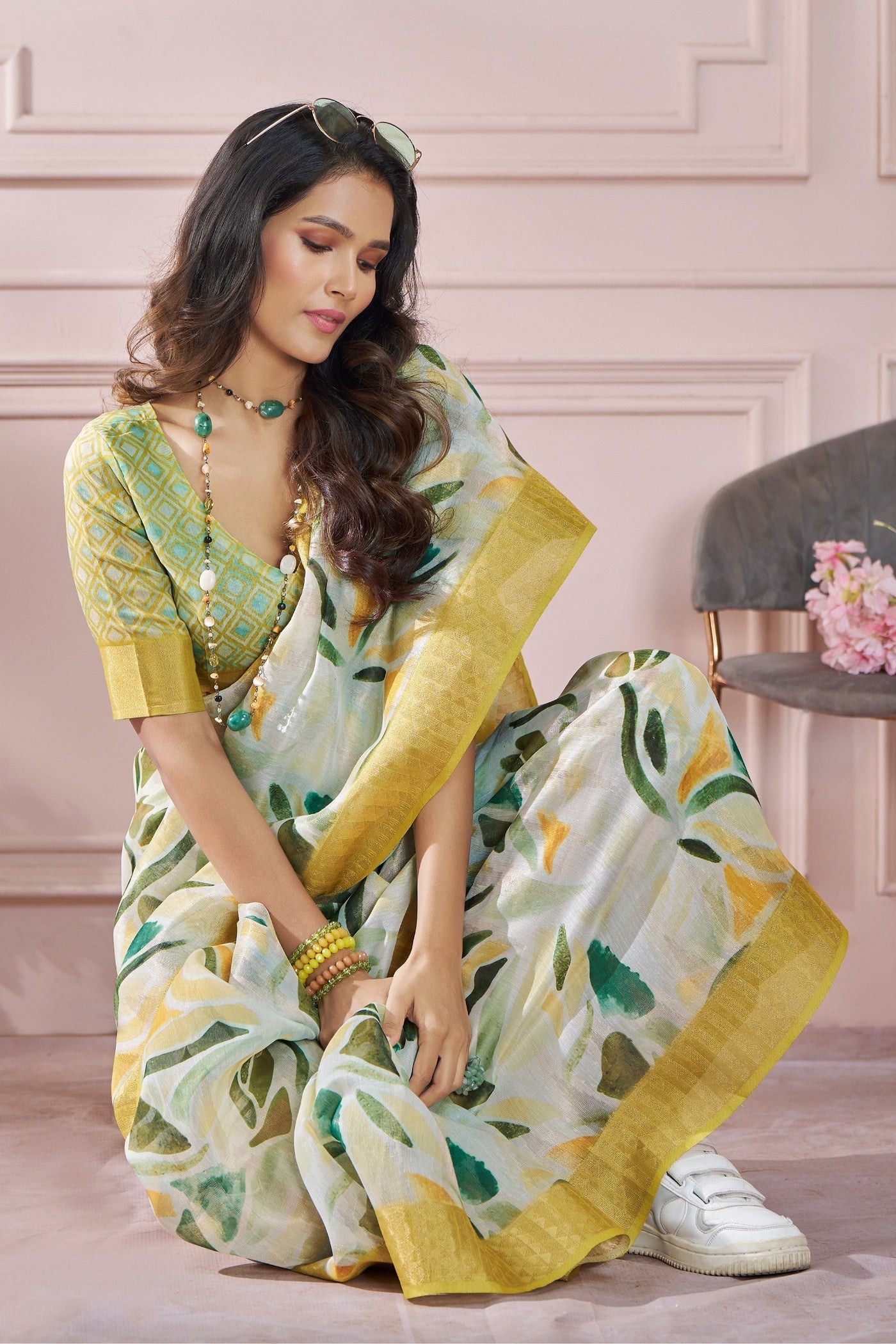 Sun Yellow Banarasi Silk saree