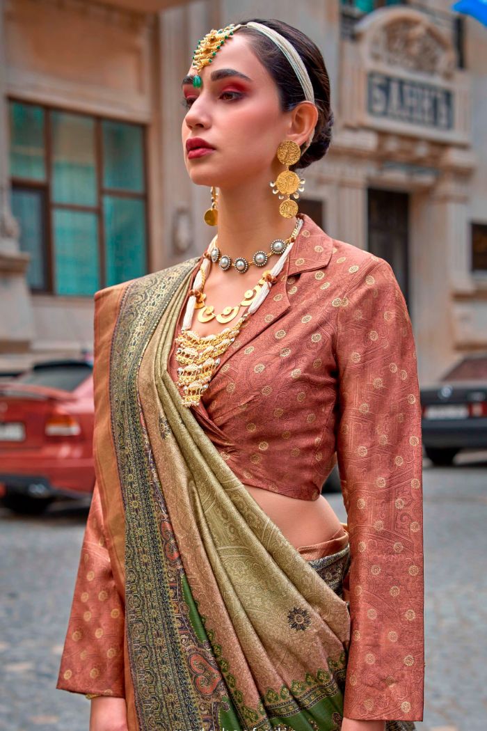 Go Ben Green Printed Patola Saree