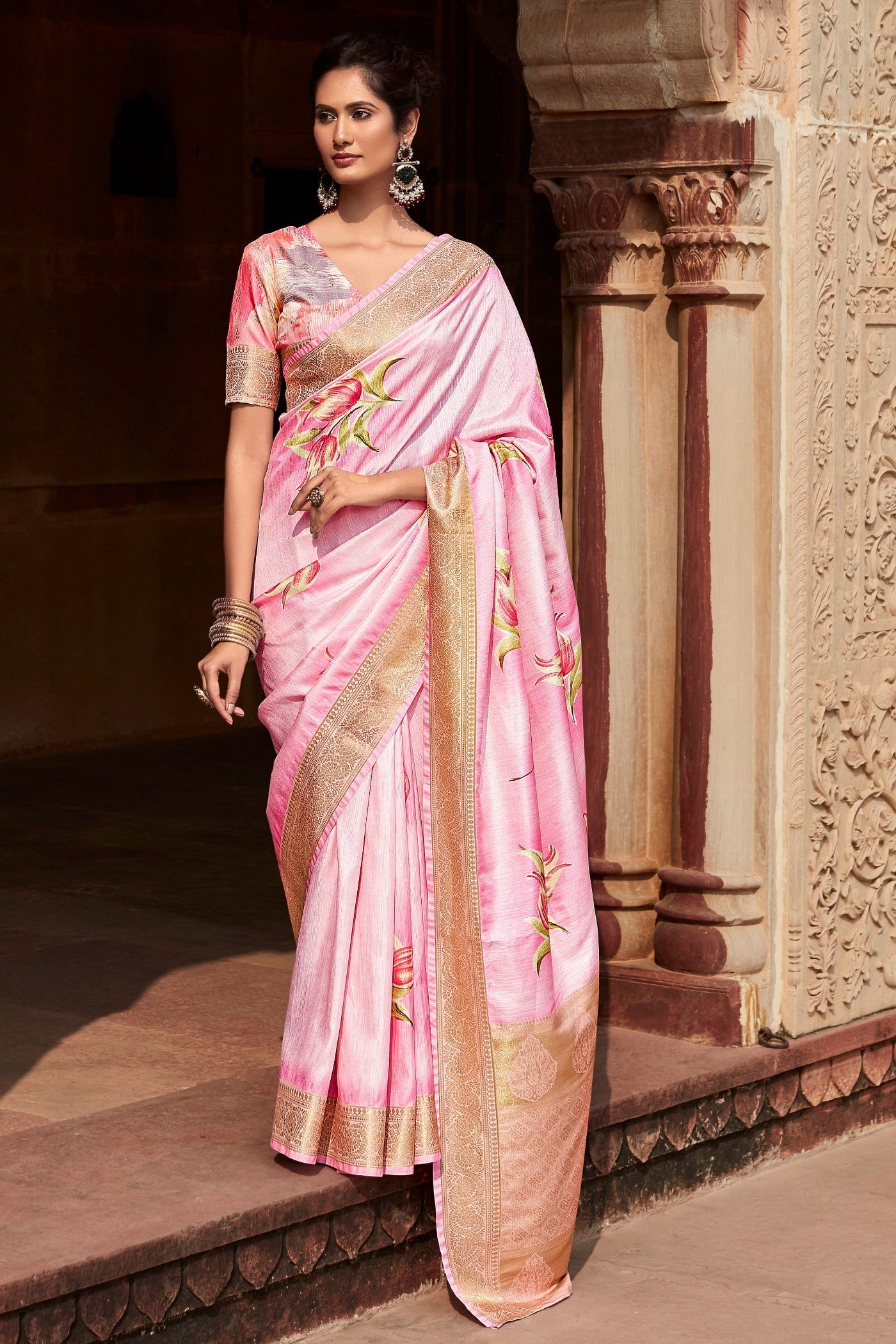 Turkish Pink Banarasi Handloom Saree