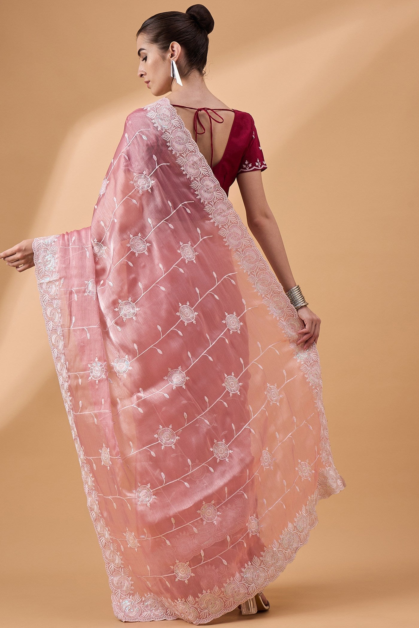 Shilo Pink Organza Partywear Saree