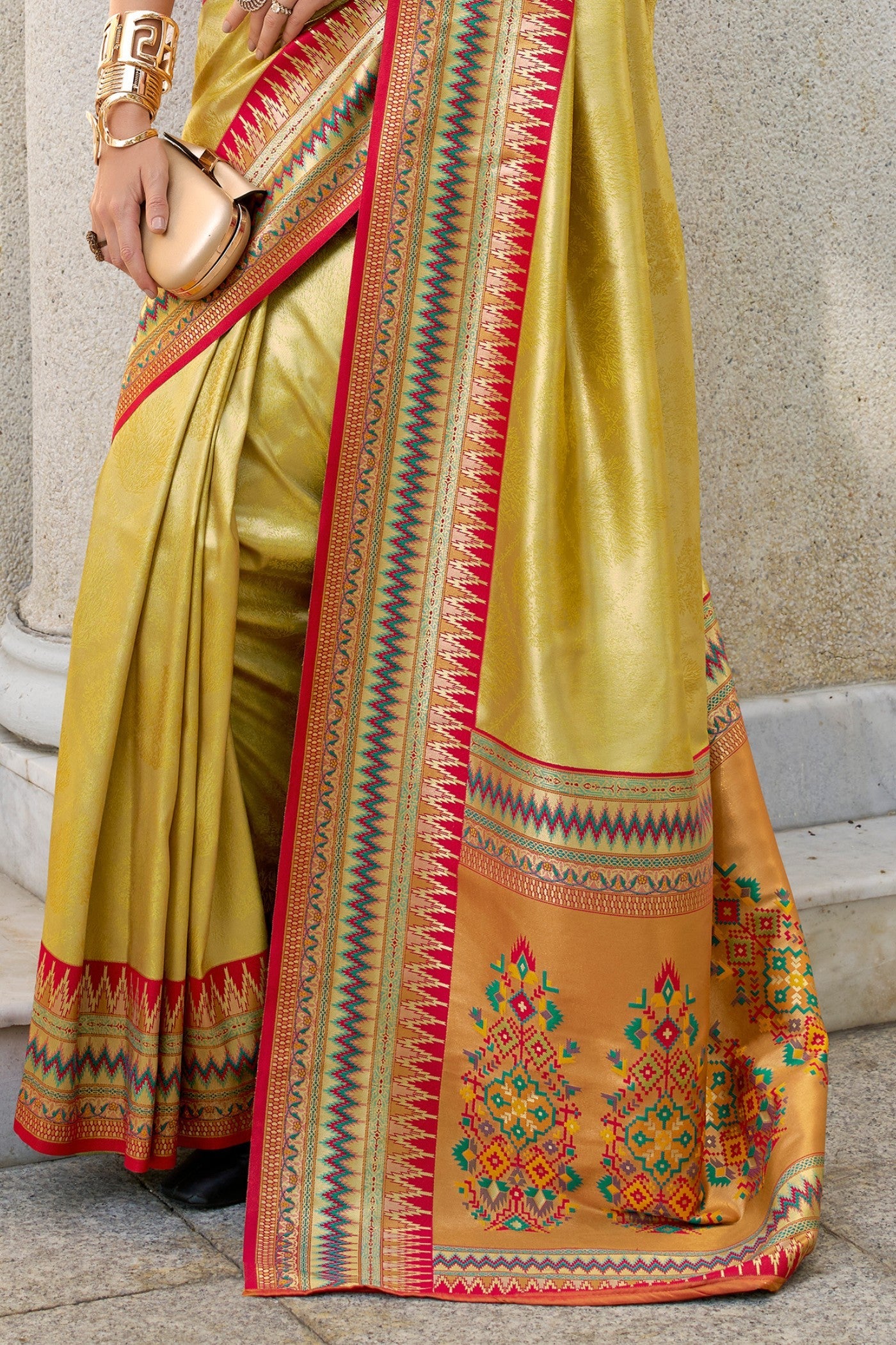 Dijon Yellow Tissue Handloom Saree