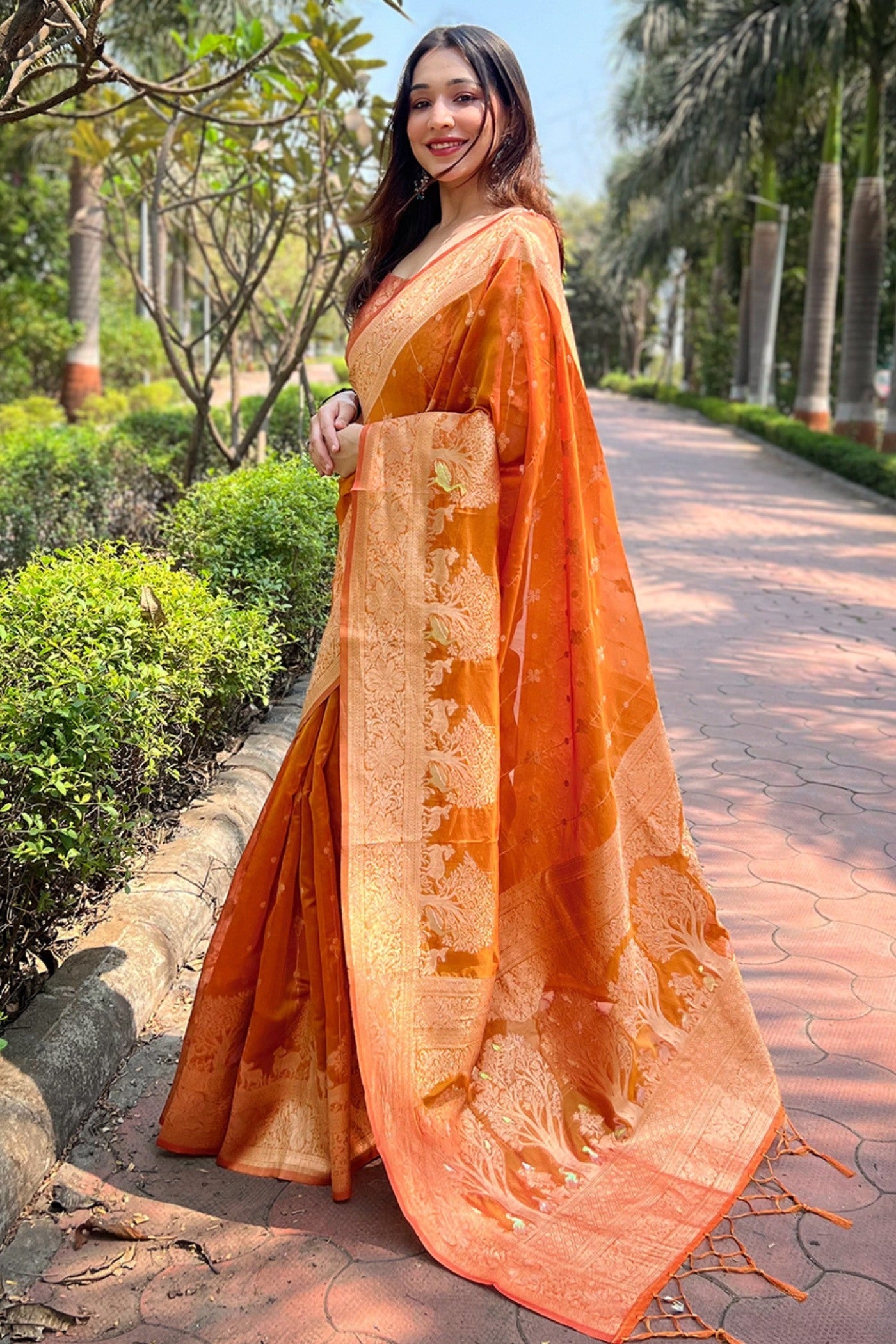 Daisy Yellow Woven Organza Saree