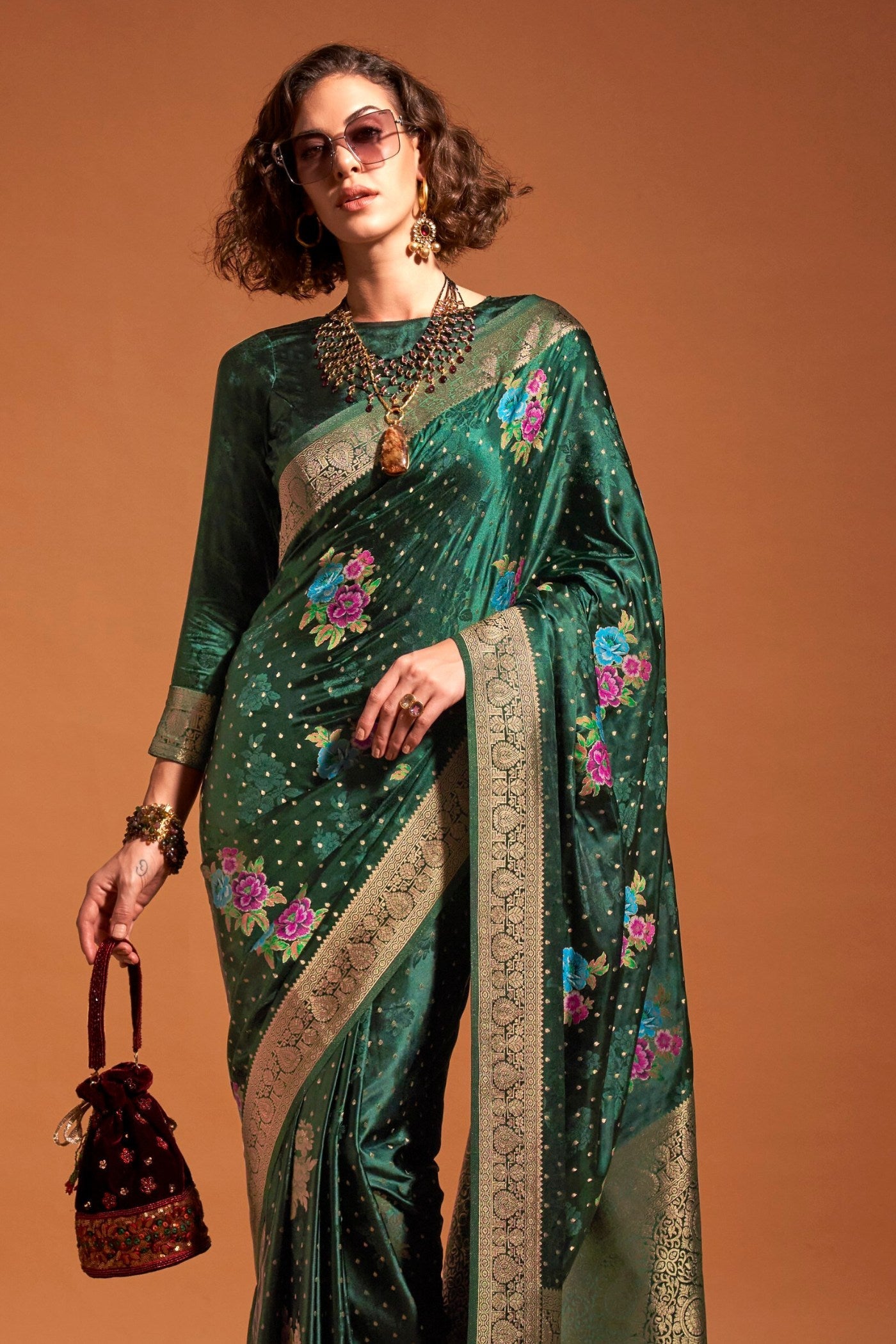 Wintergreen Handloom Satin Silk Saree