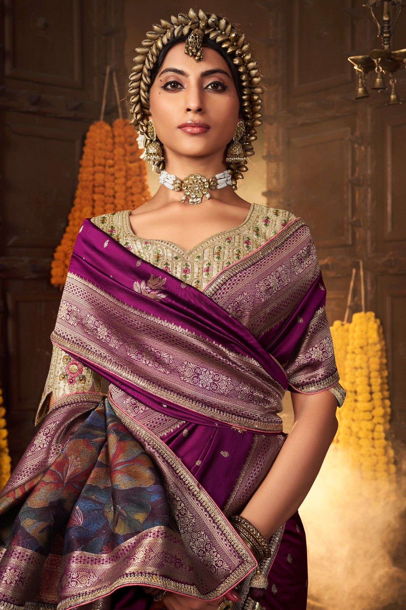 Jacaranda Purple Designer Banarasi Saree