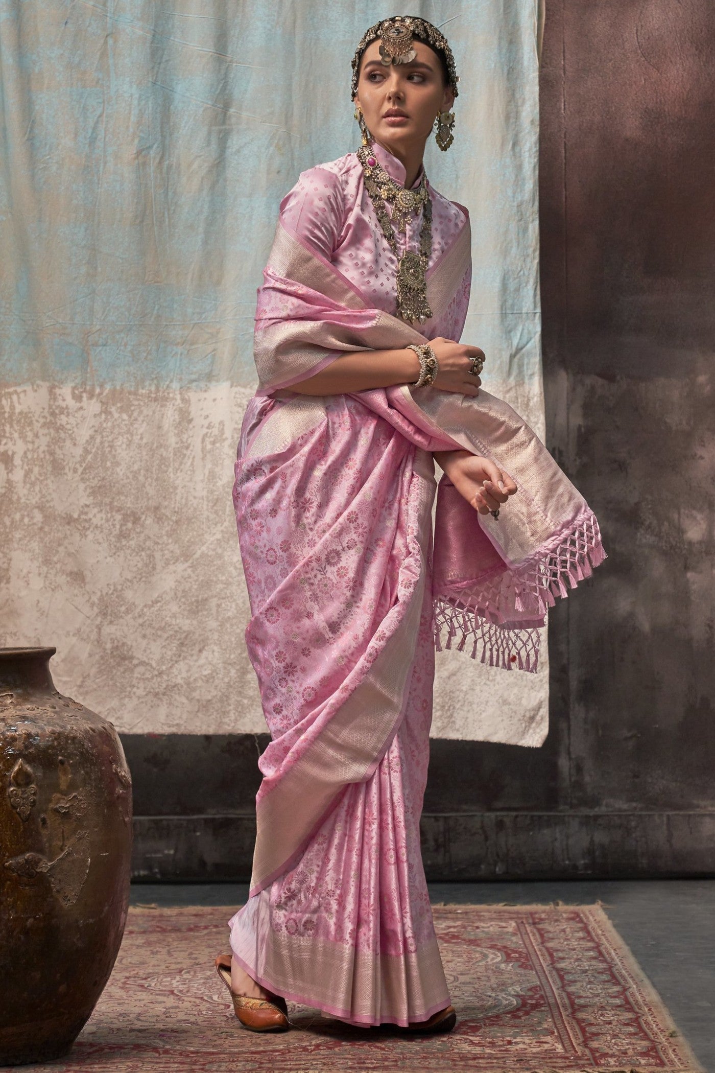 Shilo Pink Banarasi Handloom Saree