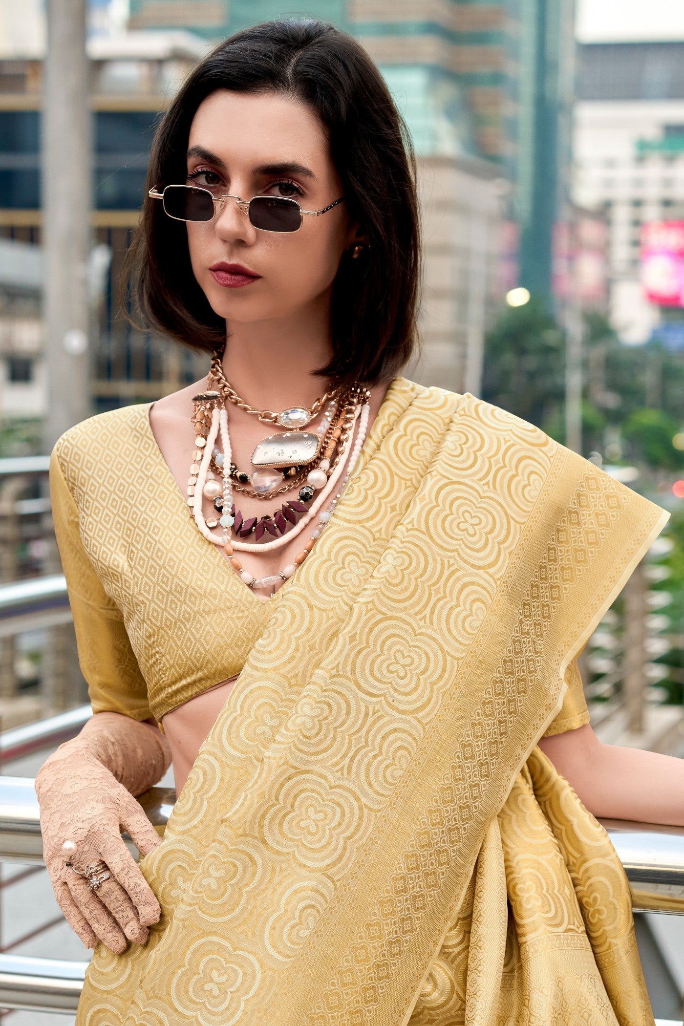 Whiskey Gold Handloom Kanjivaram Saree