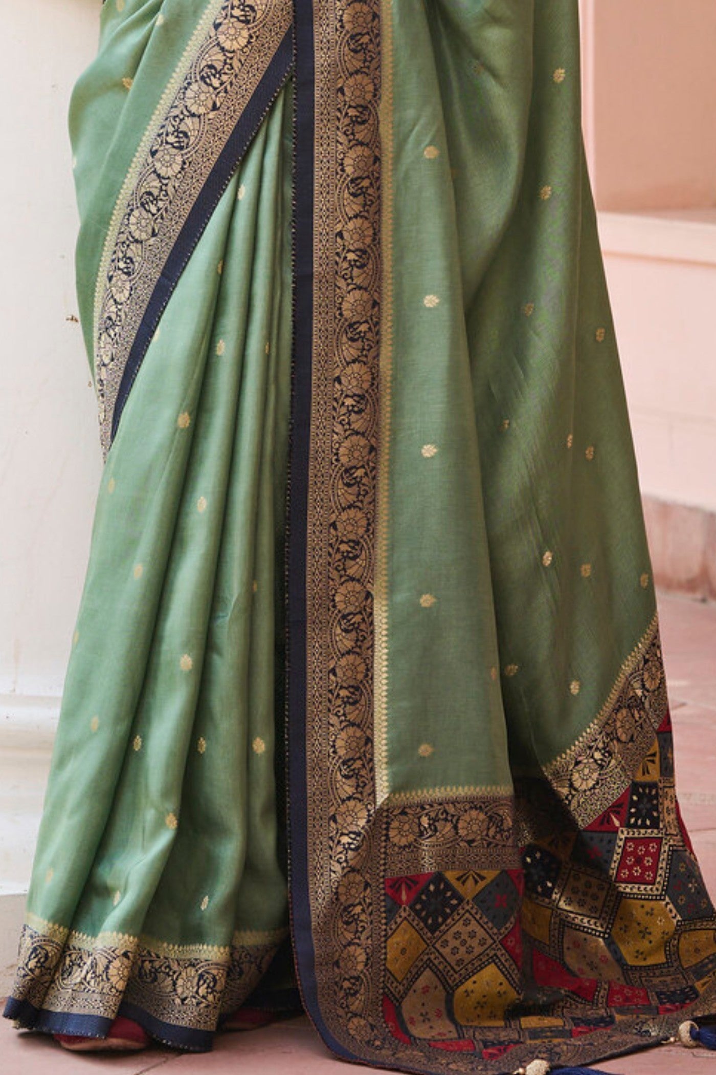 Battleship Green Banarasi Handloom Saree