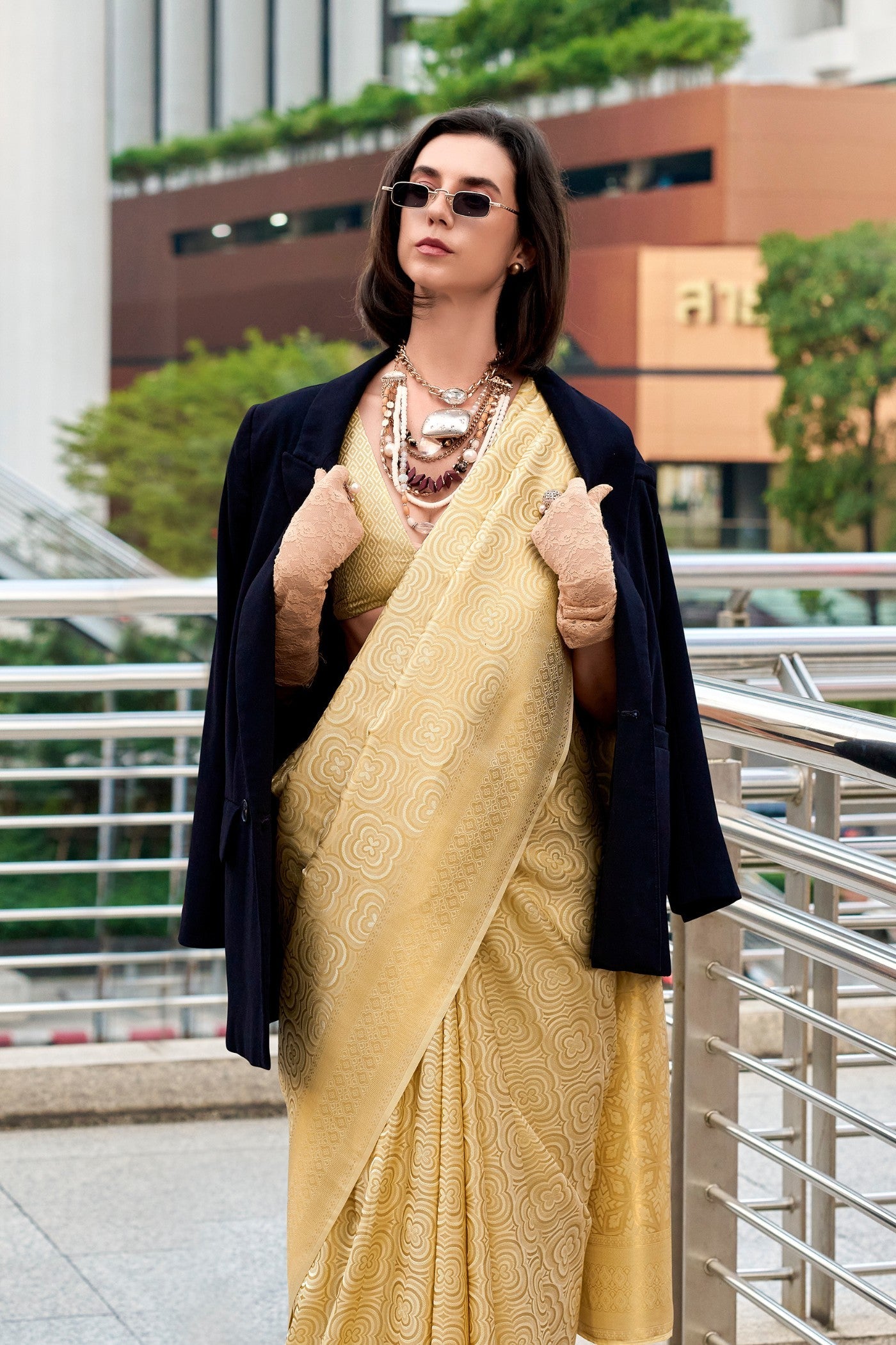 Whiskey Gold Handloom Kanjivaram Saree