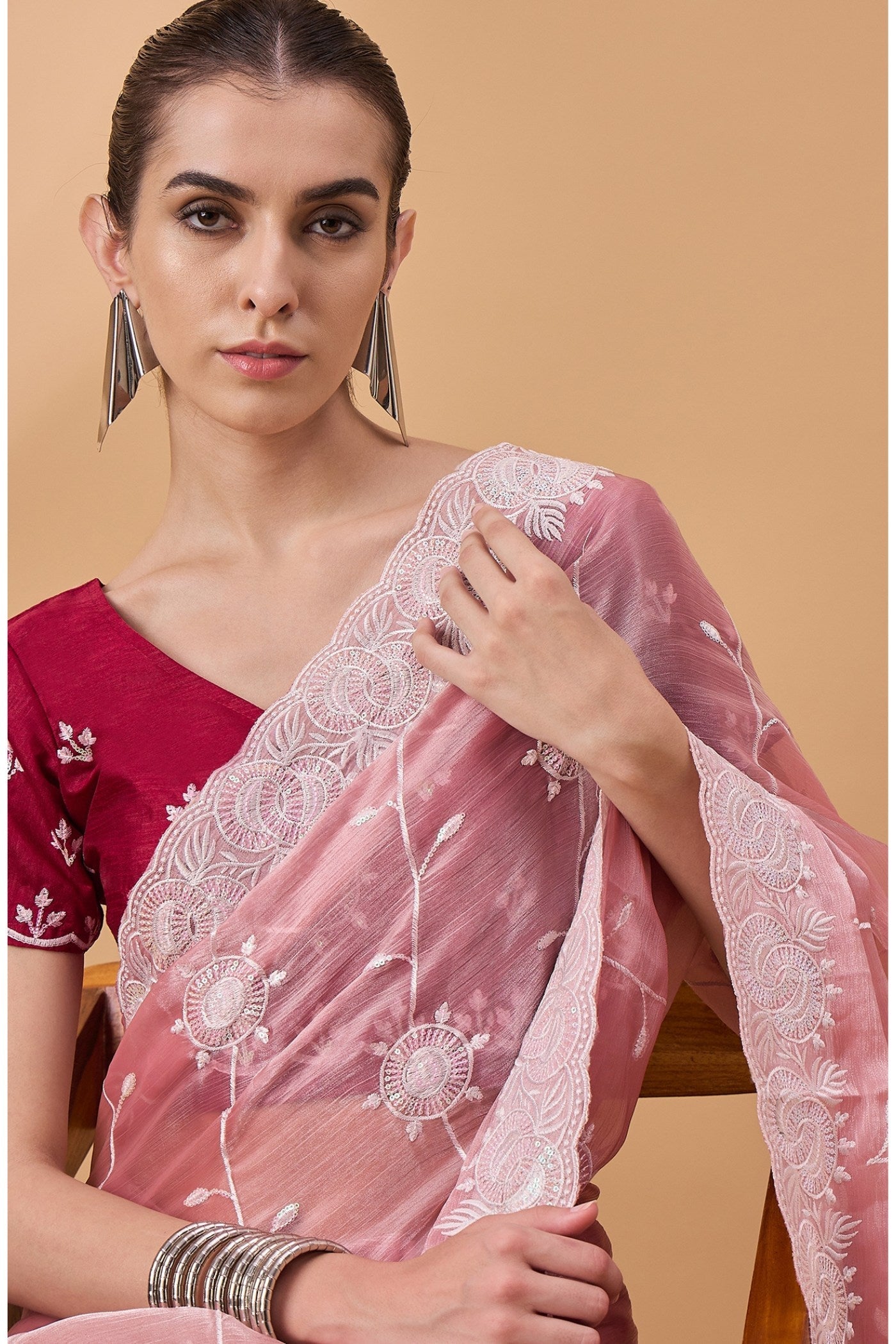 Shilo Pink Organza Partywear Saree