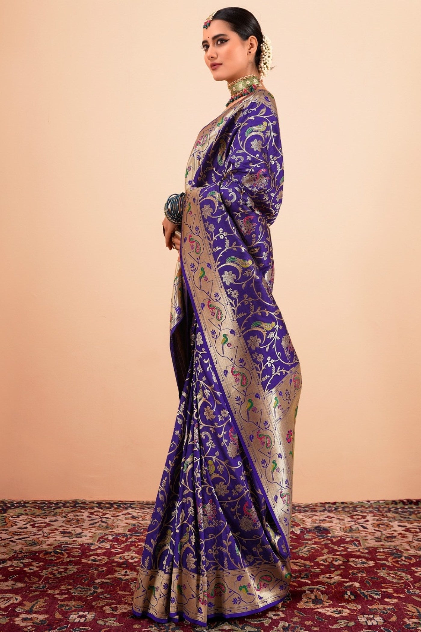 Denim Blue Woven Paithani Saree