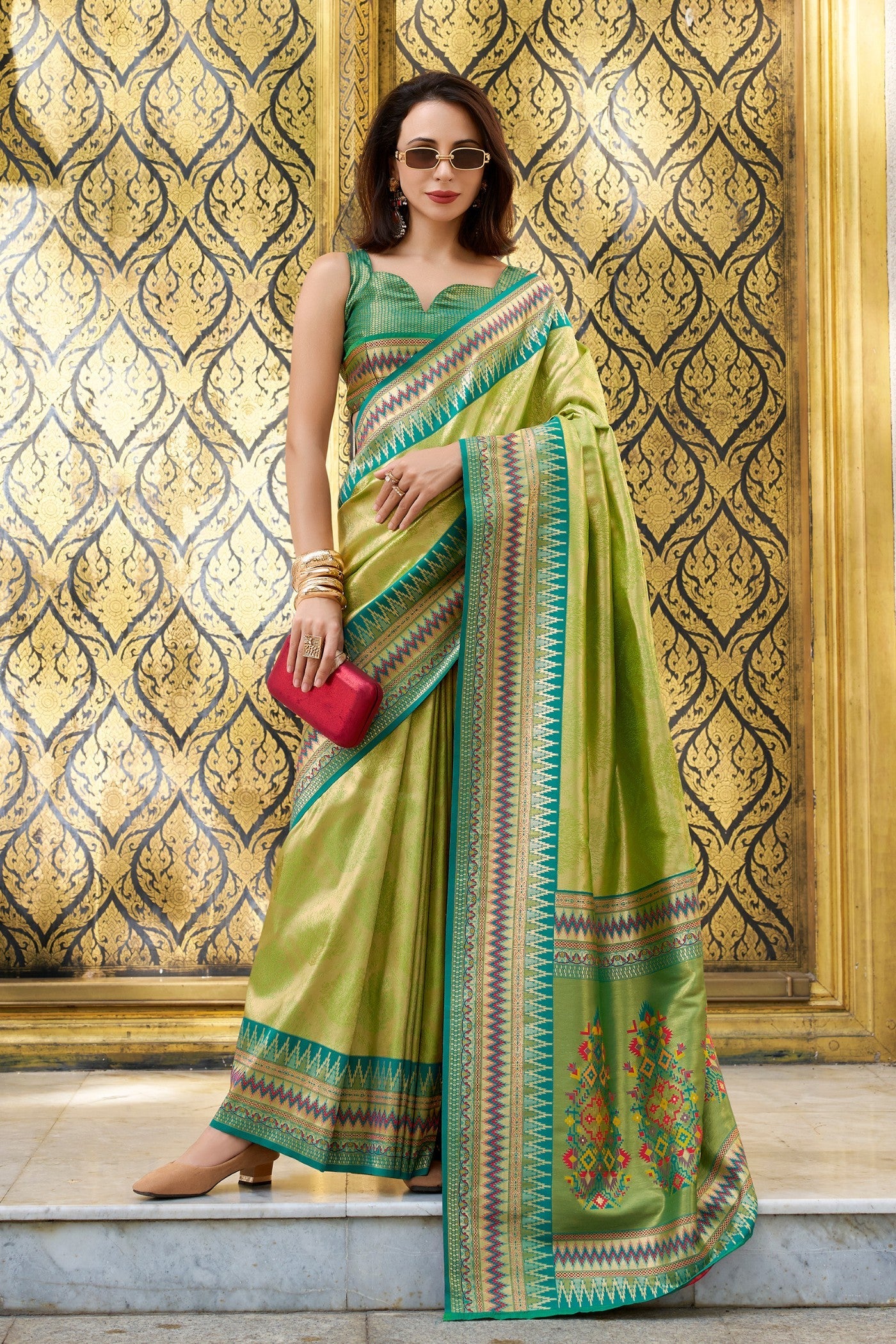 Verdun Green Tissue Handloom Saree