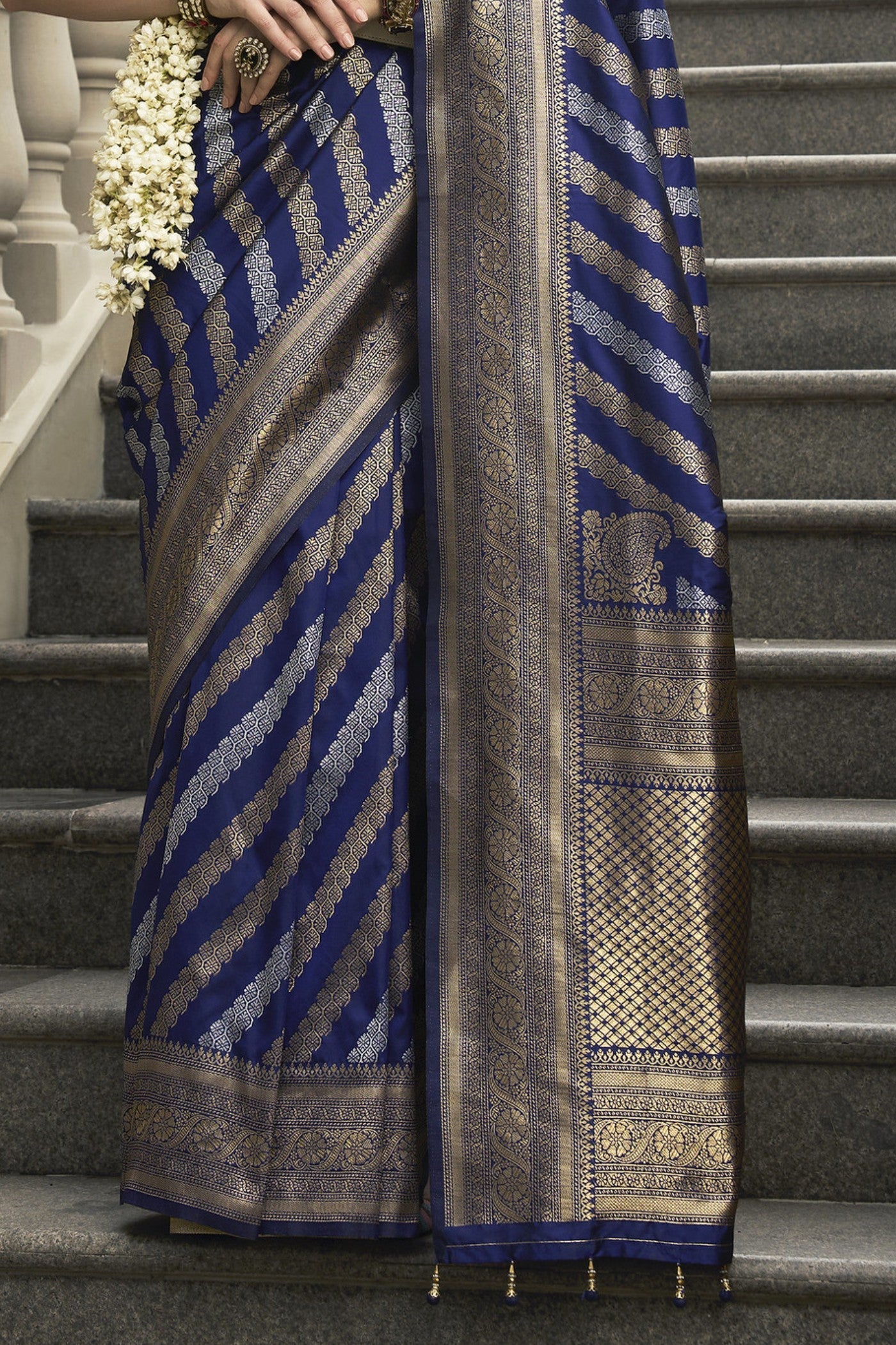 Martinique Blue Woven Banarasi Saree