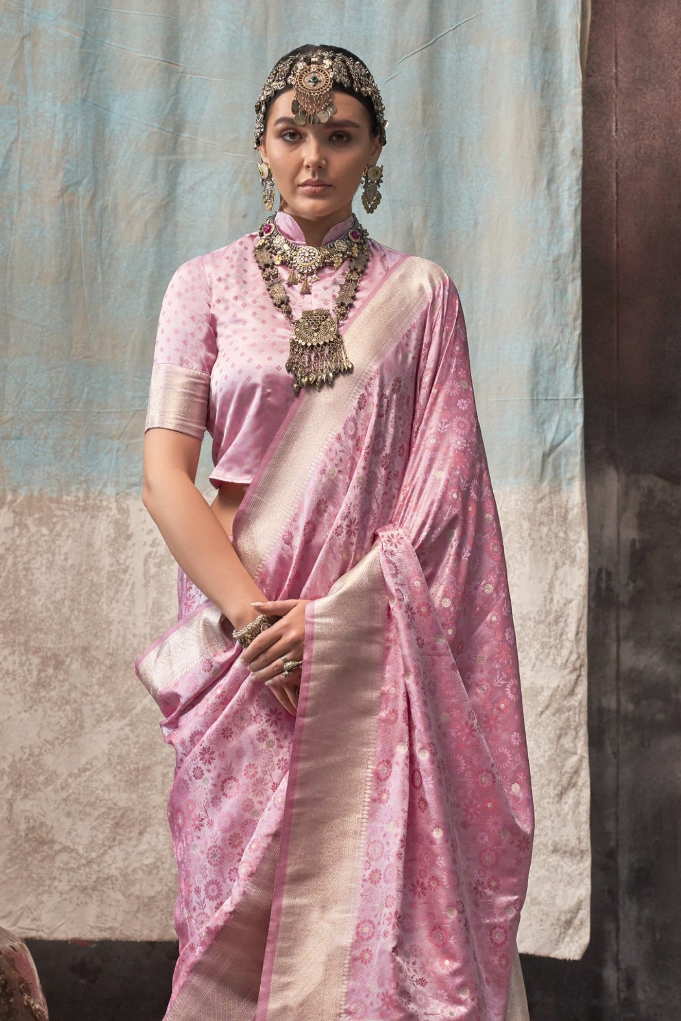 Shilo Pink Banarasi Handloom Saree