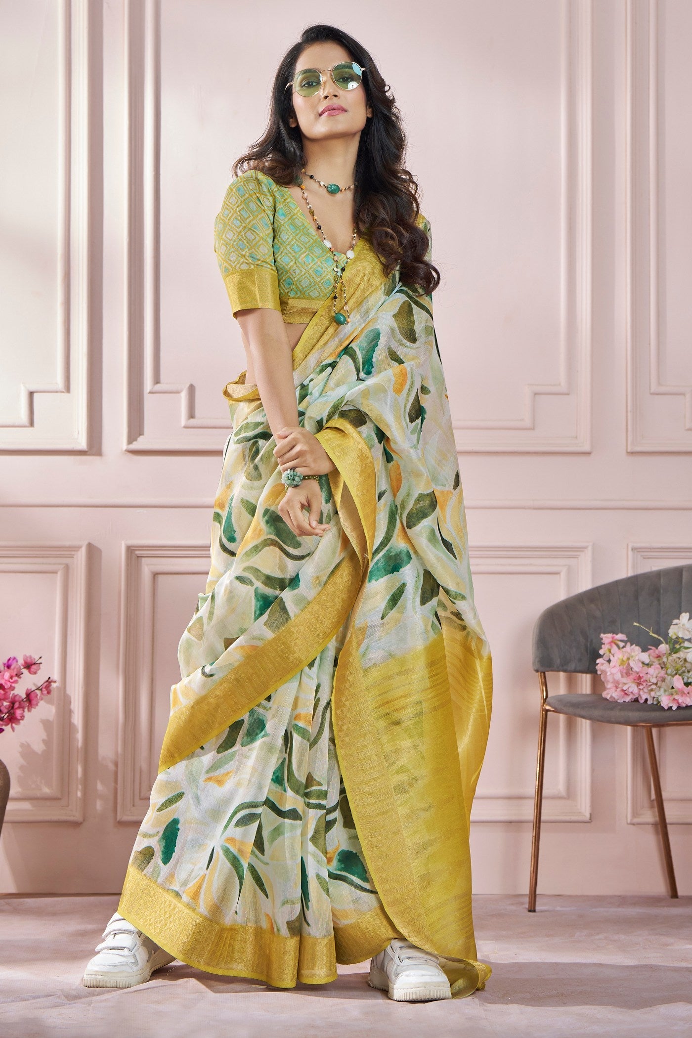 Sun Yellow Banarasi Silk saree