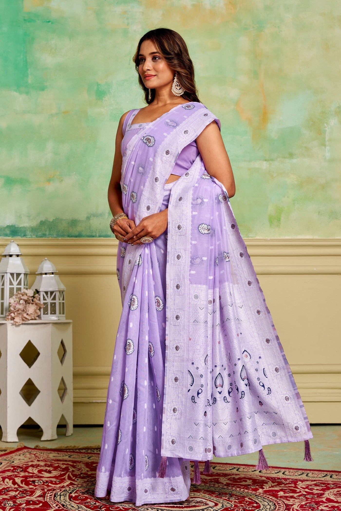 Prelude Purple Woven Cotton Saree