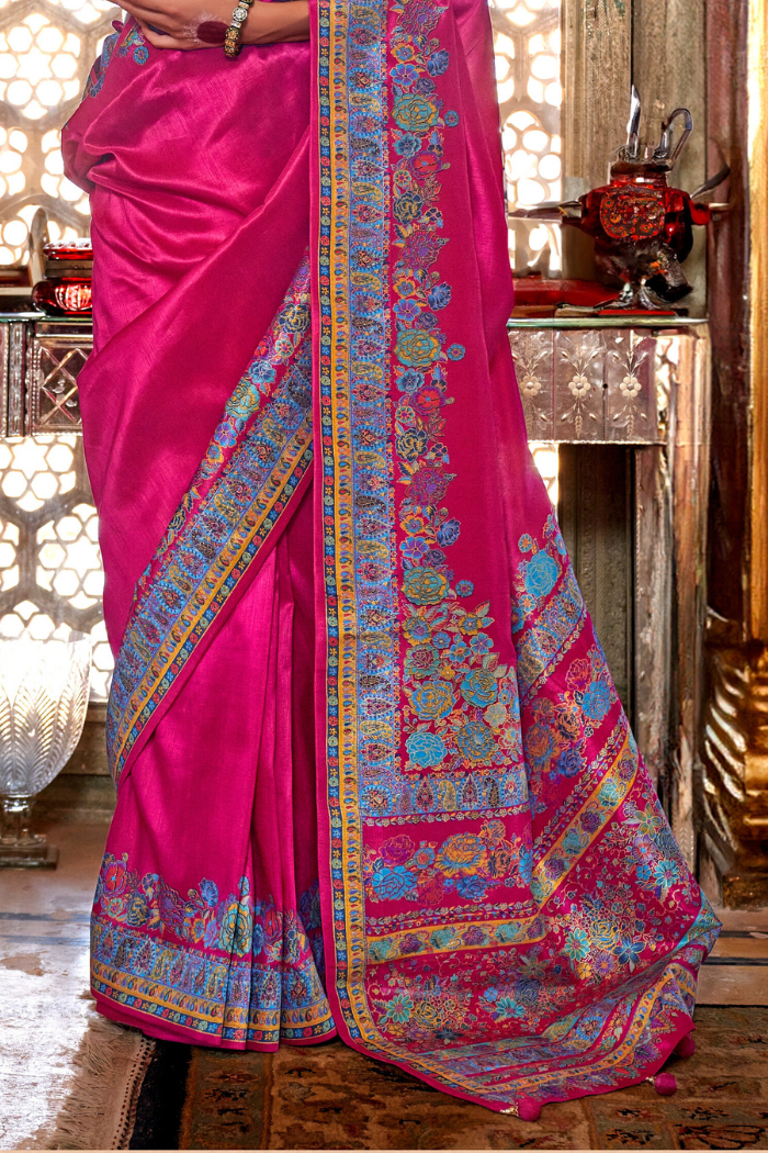 Razzmatazz Pink Printed Banarasi Saree