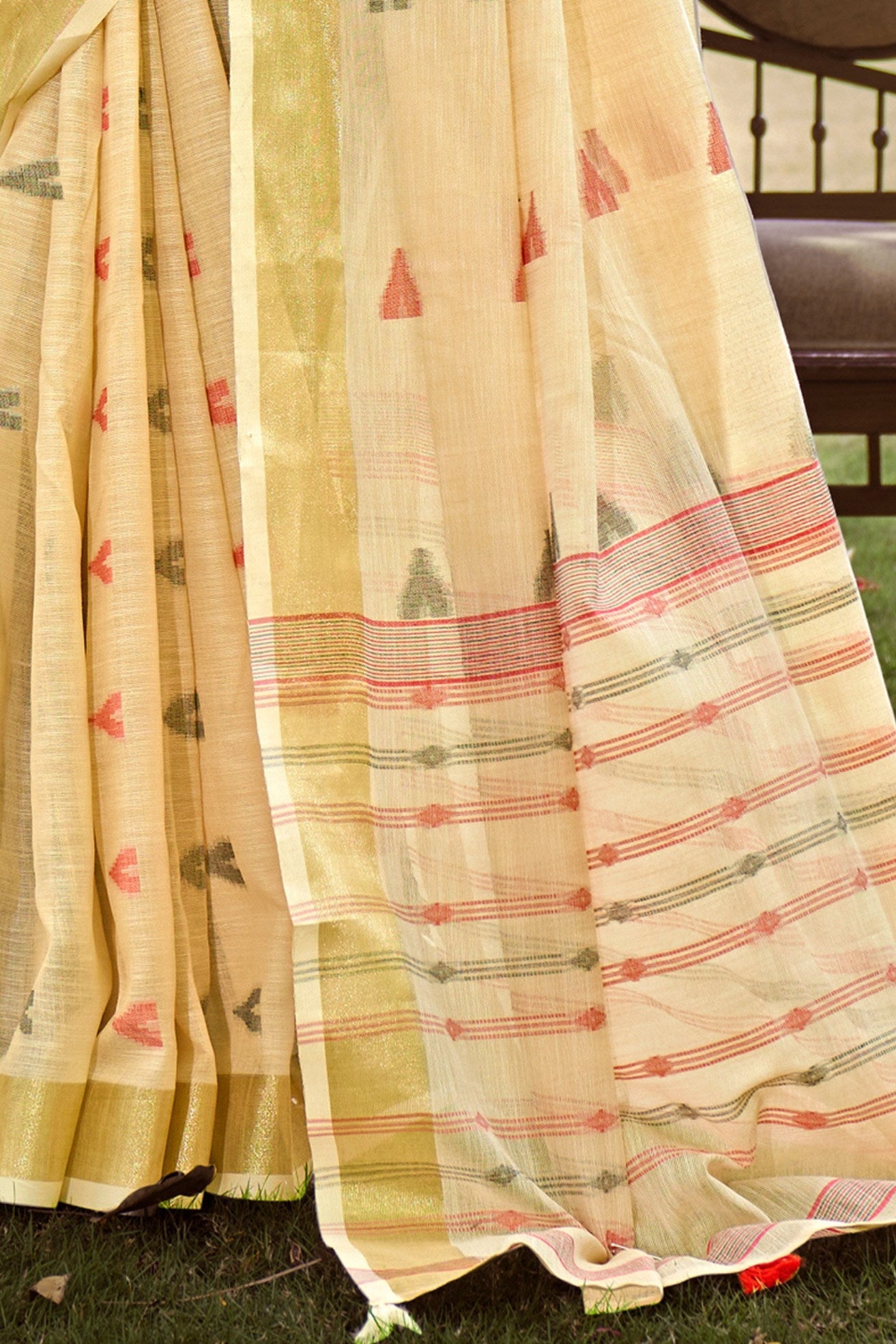 Banana Mania Yellow Cotton Silk Saree