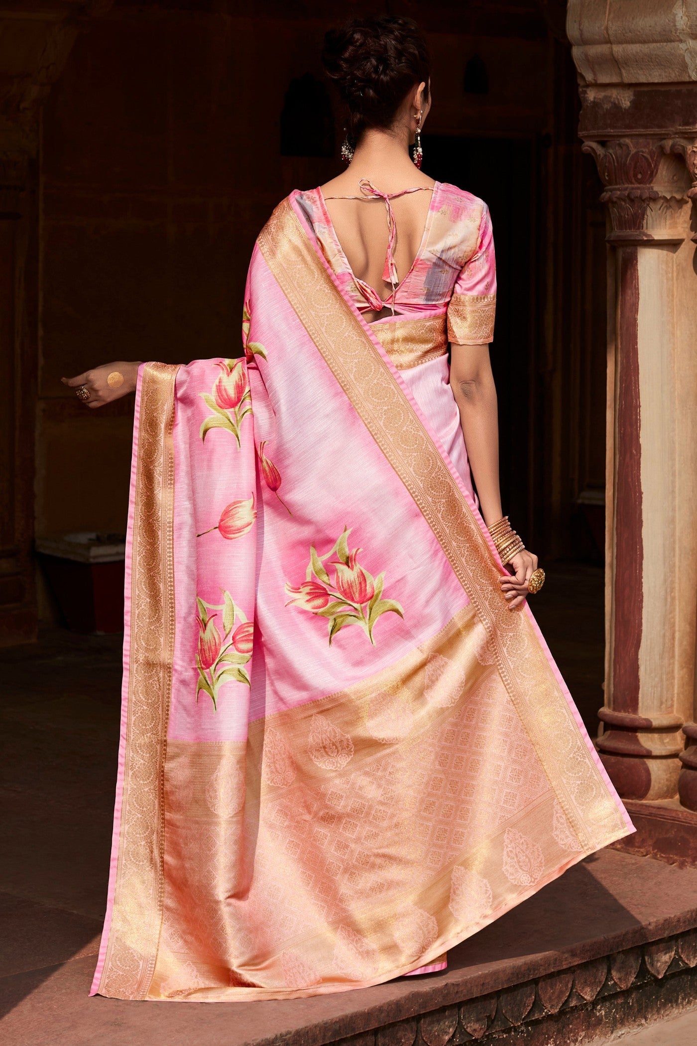 Turkish Pink Banarasi Handloom Saree