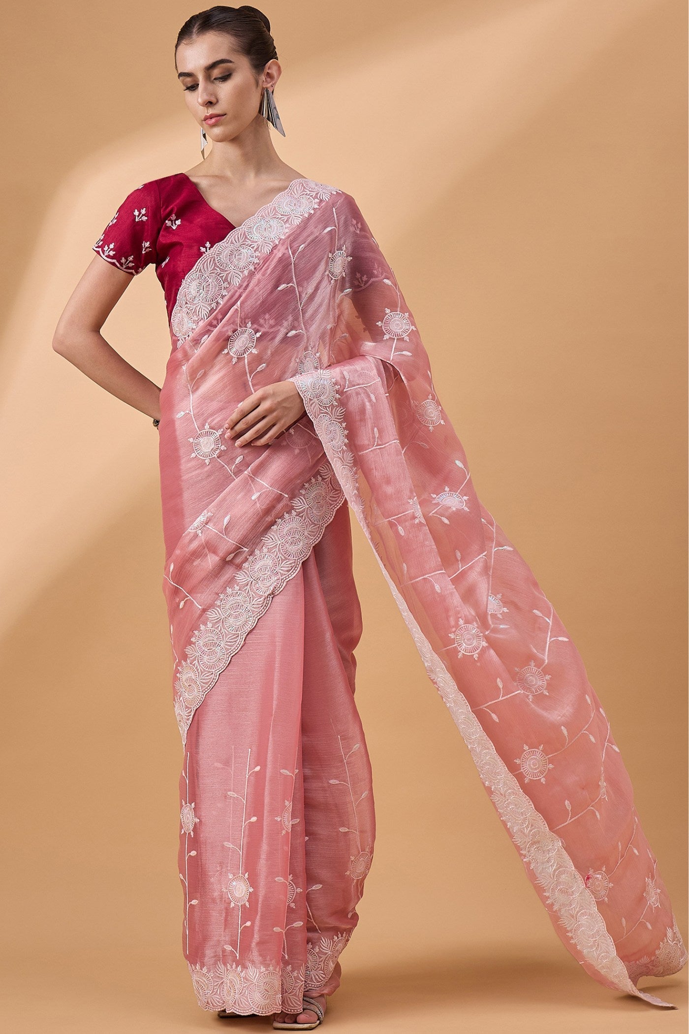 Shilo Pink Organza Partywear Saree