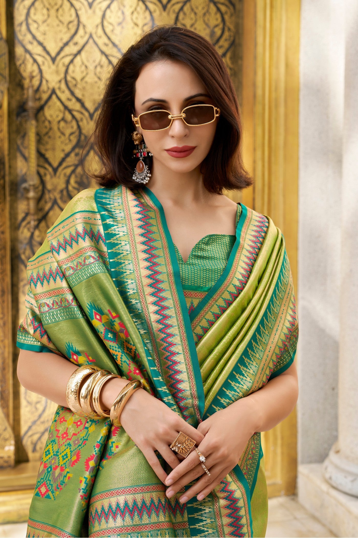 Verdun Green Tissue Handloom Saree