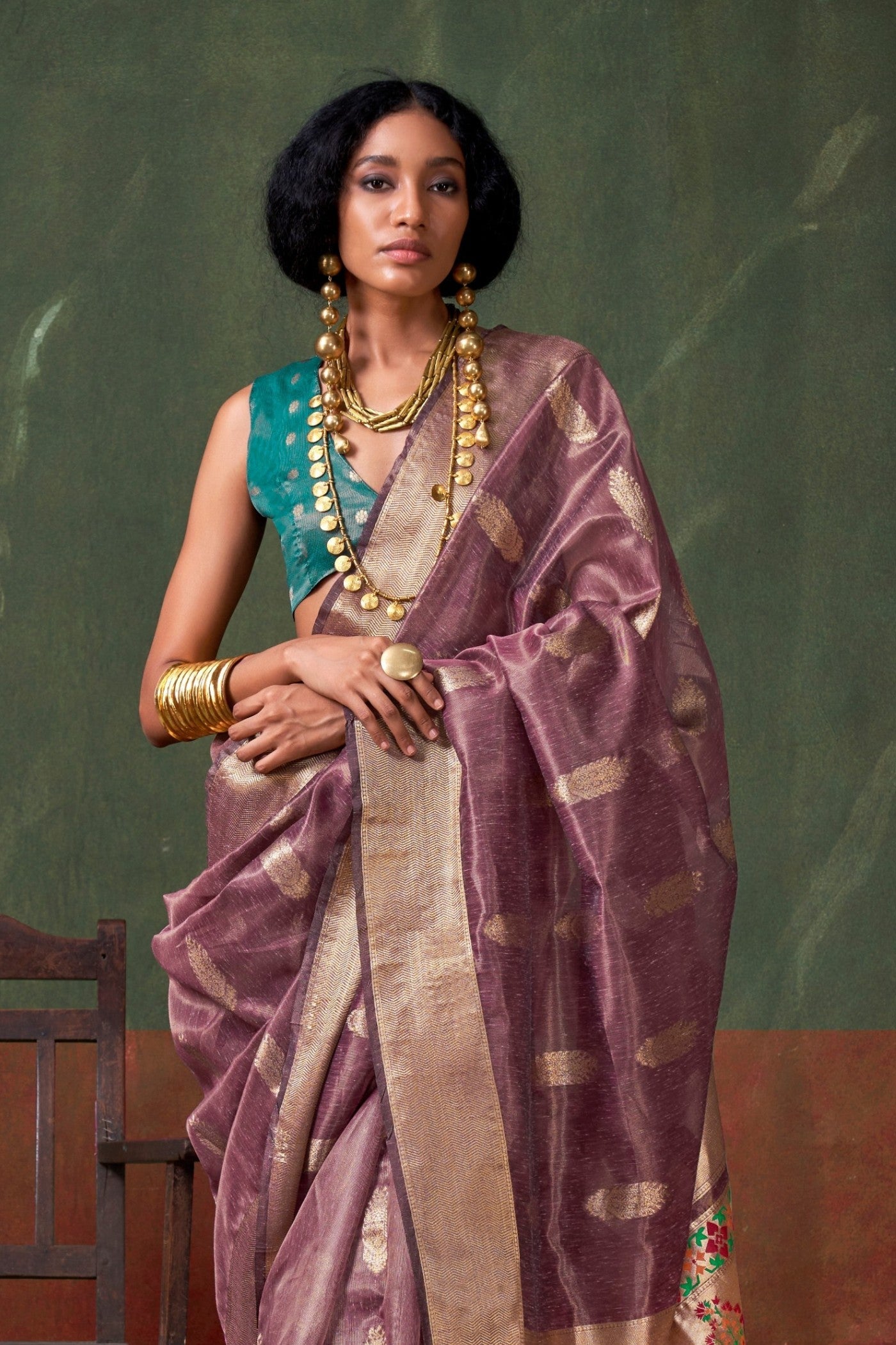 Ferra Purple Banarasi Handloom Saree