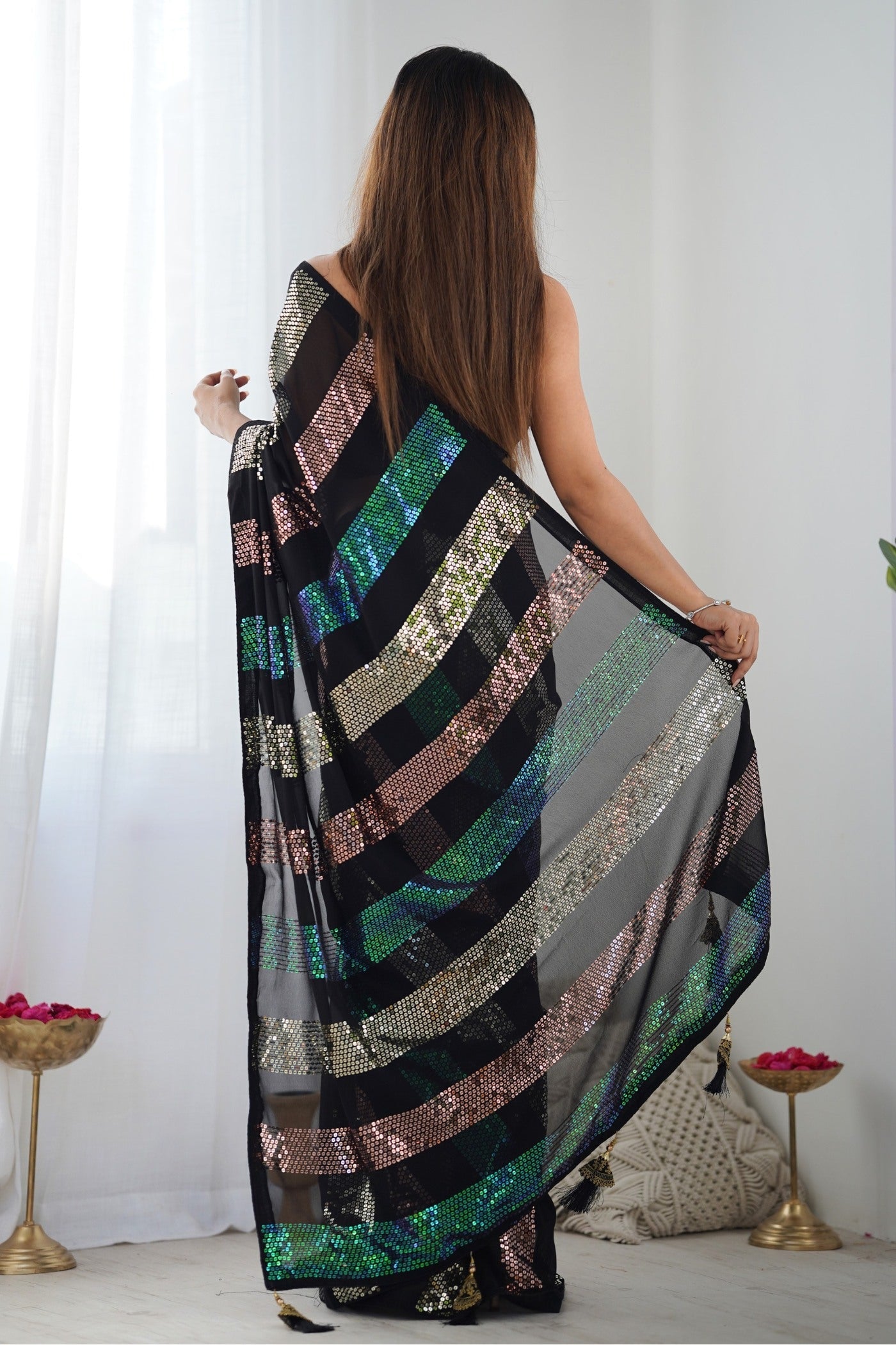 Bitter Black Georgette Partywear Saree