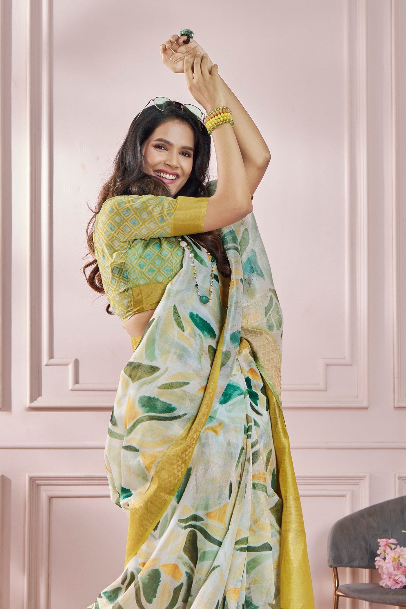 Sun Yellow Banarasi Silk saree