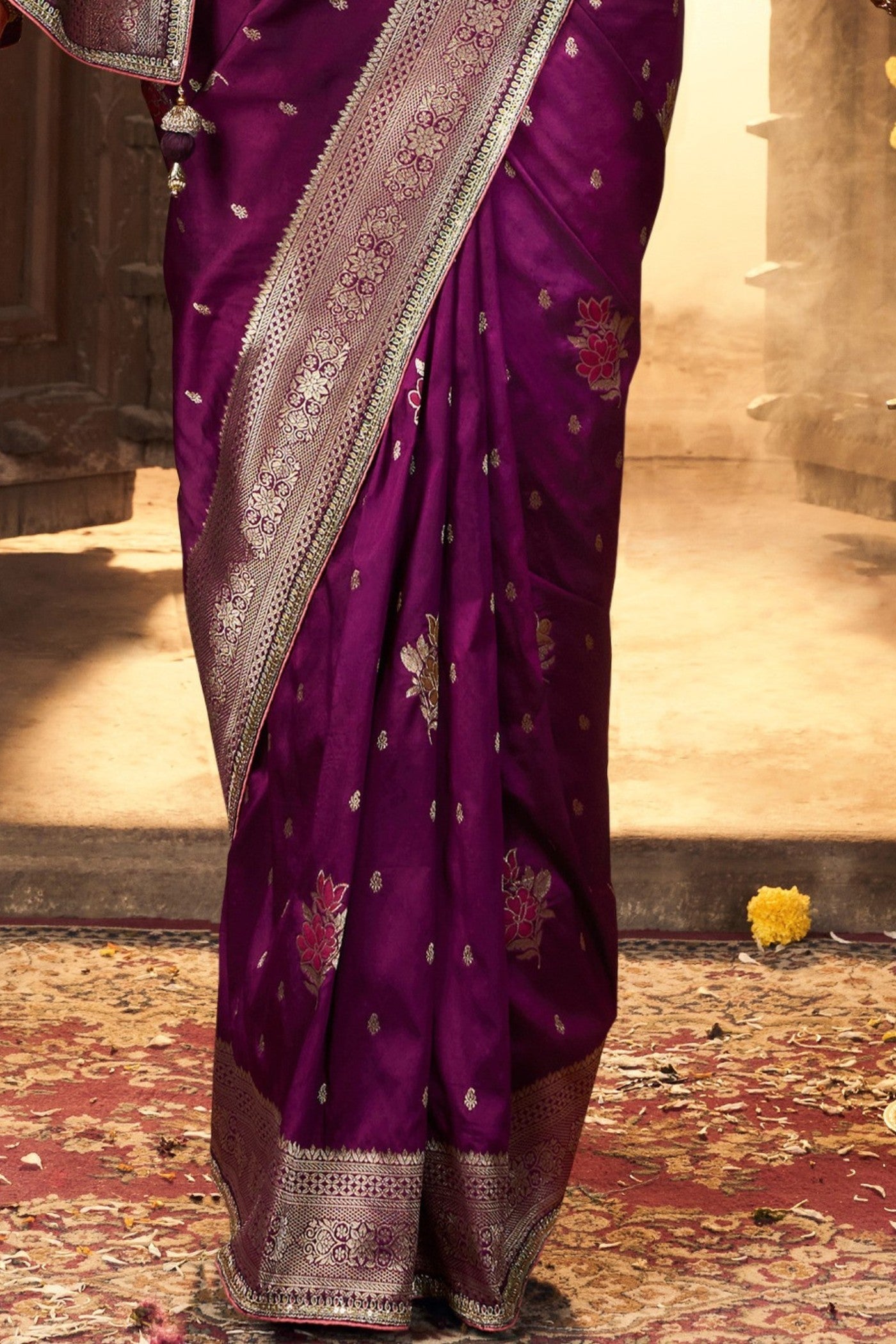 Jacaranda Purple Designer Banarasi Saree