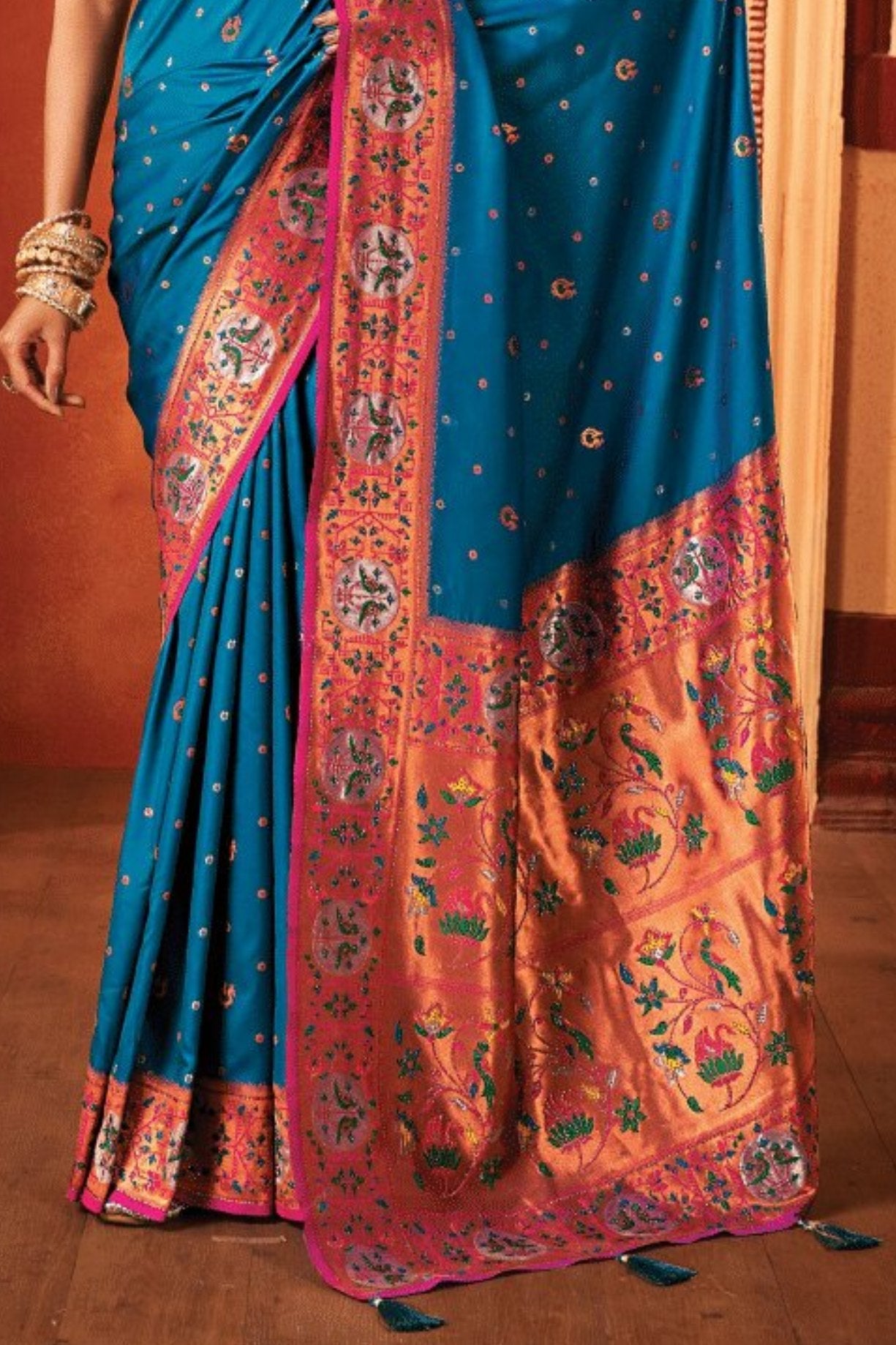 Chathams Blue Woven Paithani Saree