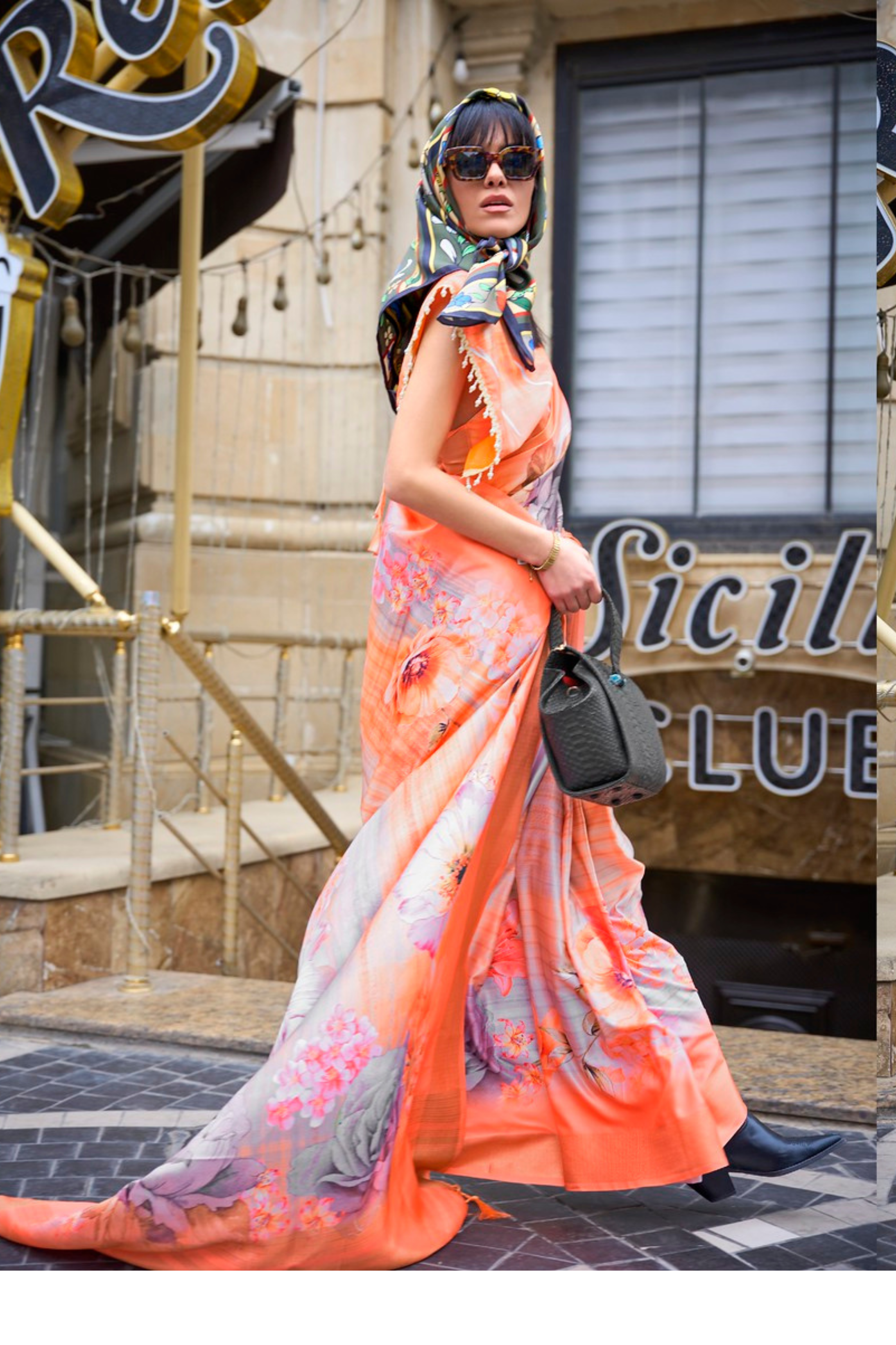 Outrageous Orange Handloom Gaji Silk Saree