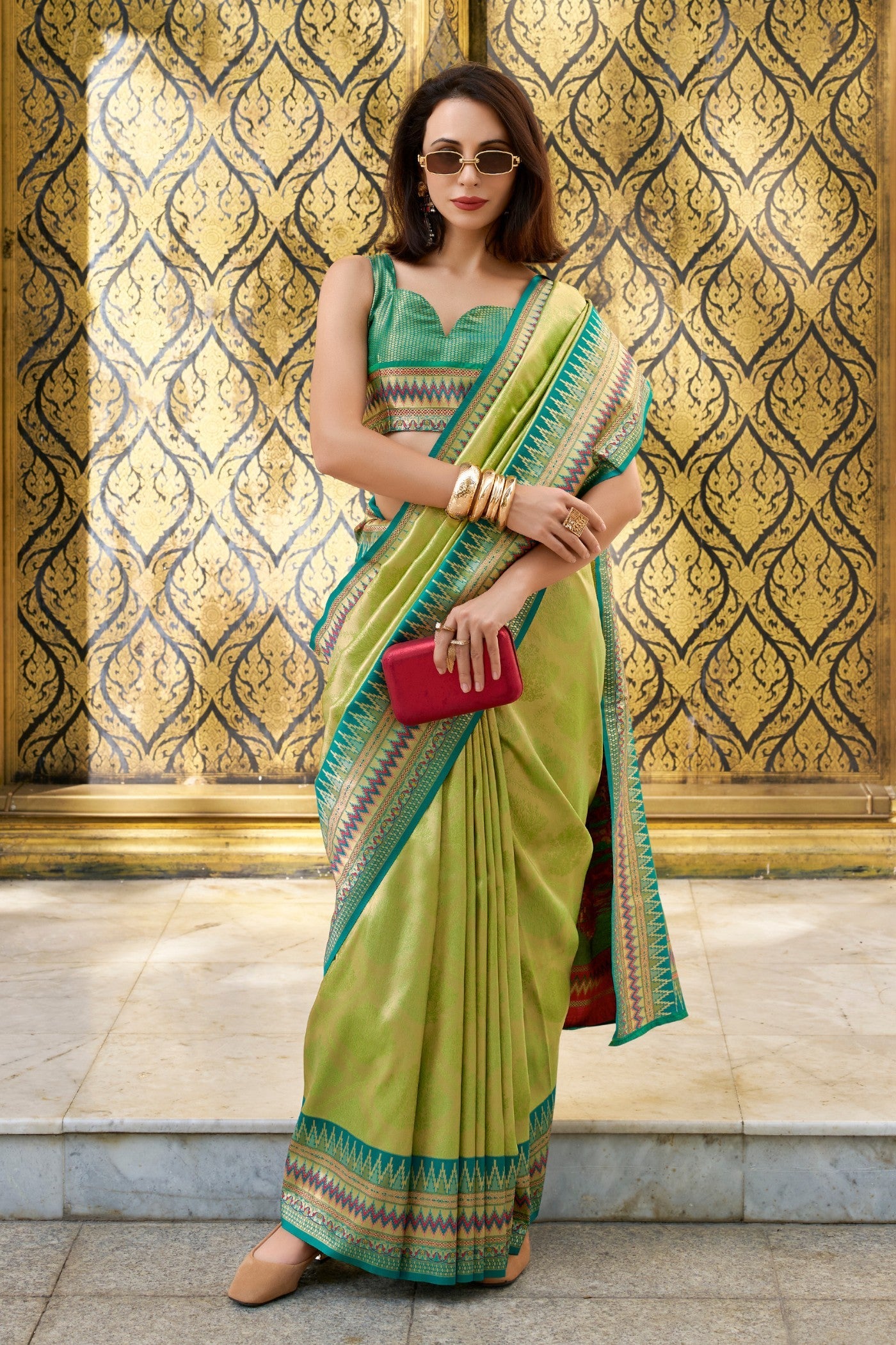 Verdun Green Tissue Handloom Saree