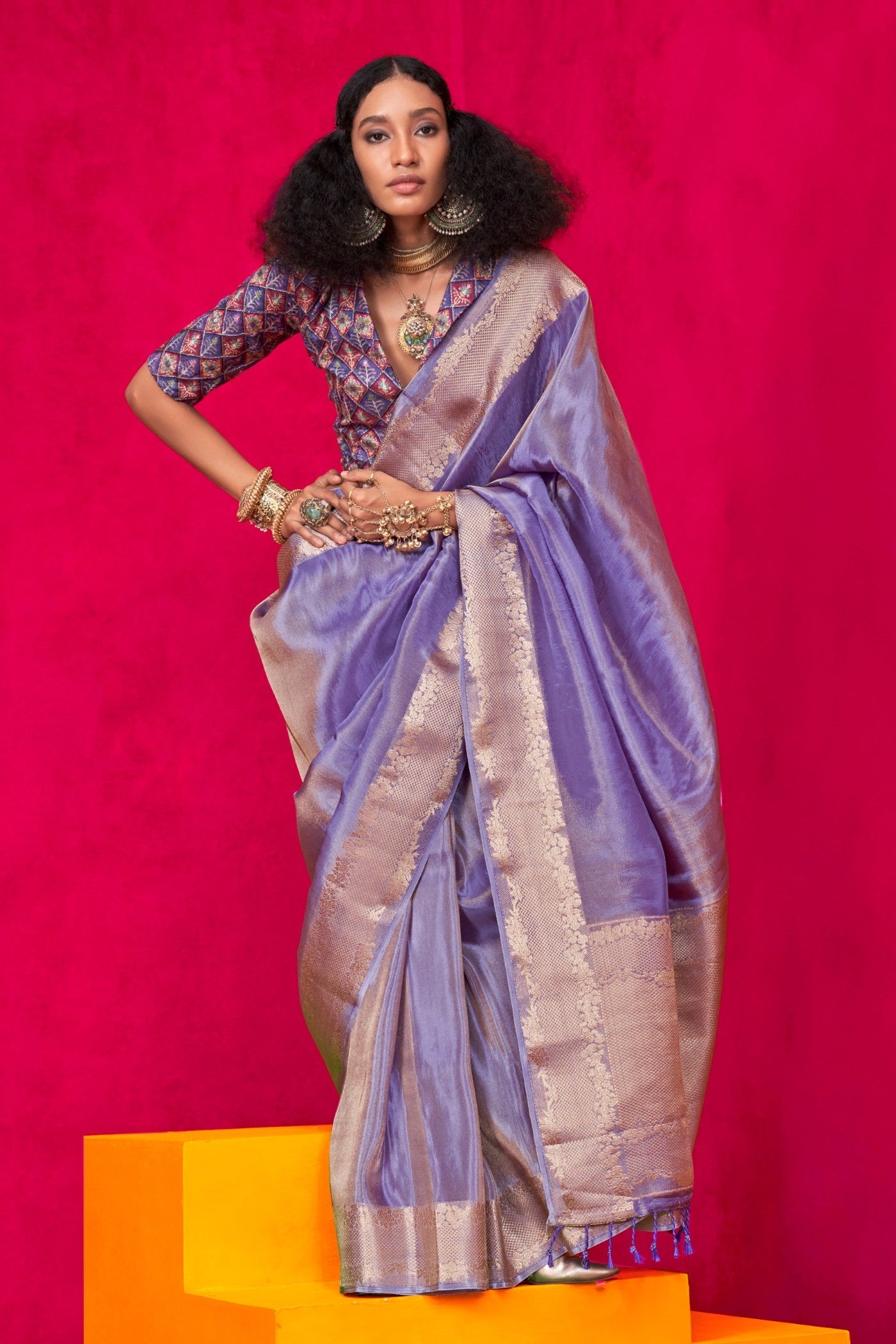 Lily Purple Tissue Silk Saree