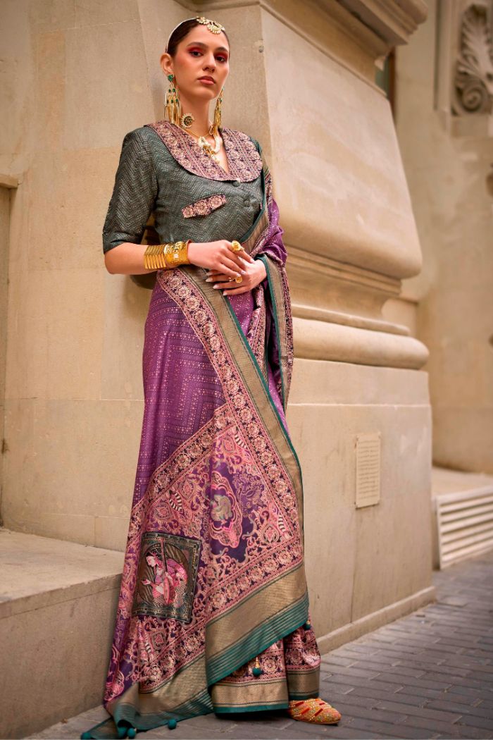 Twilight Purple Printed Patola Saree