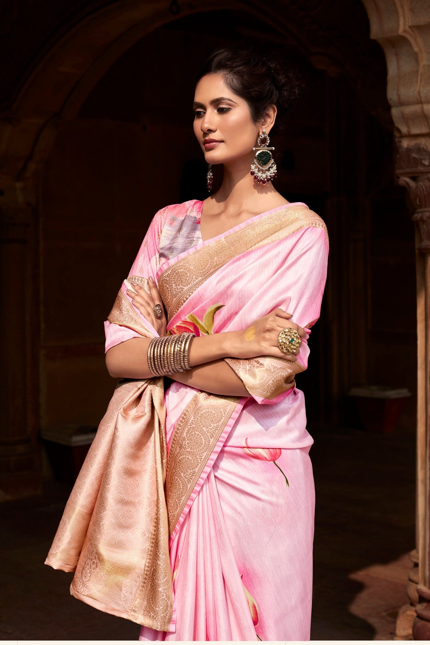 Turkish Pink Banarasi Handloom Saree