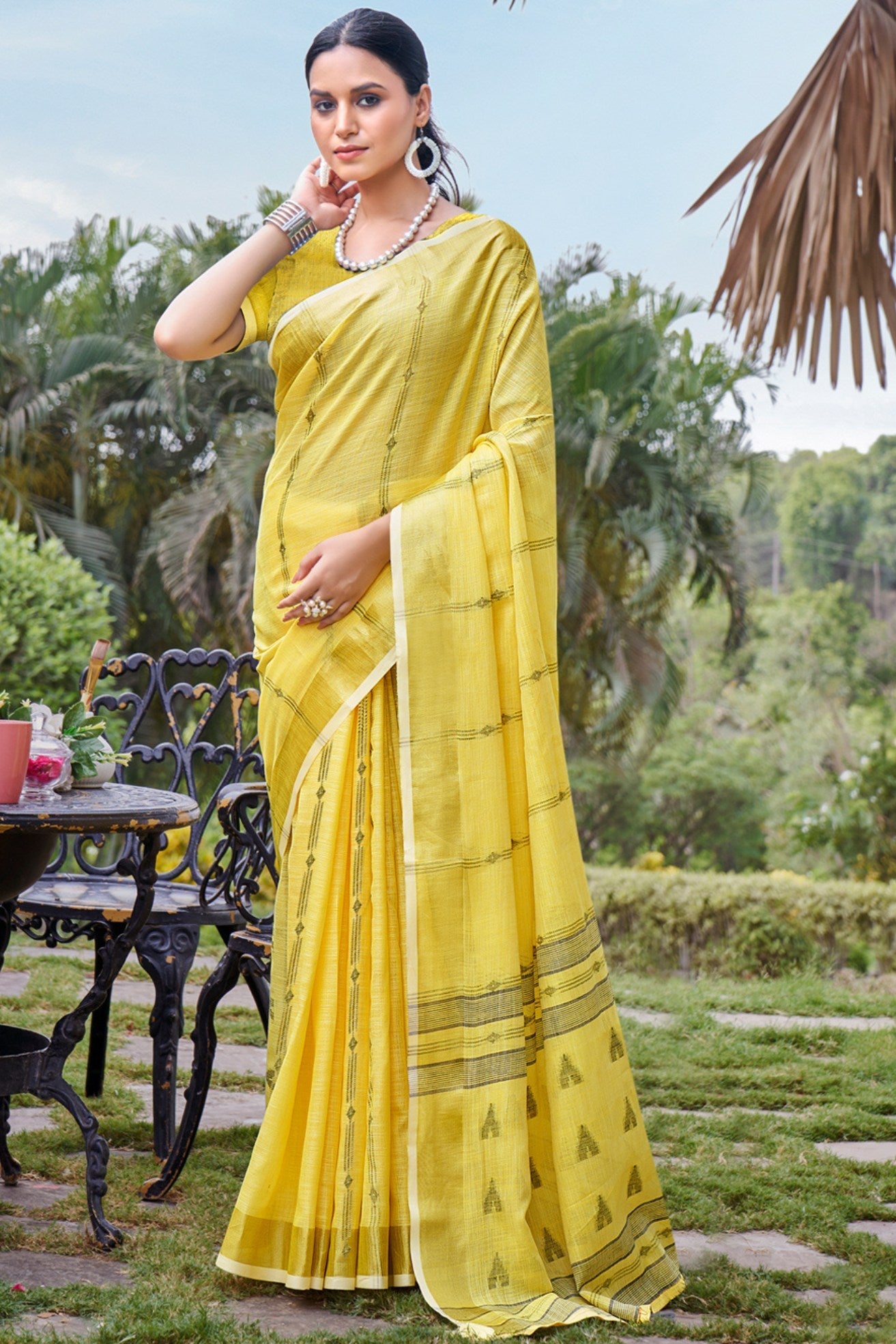 Sunflower Yellow Cotton Silk Saree