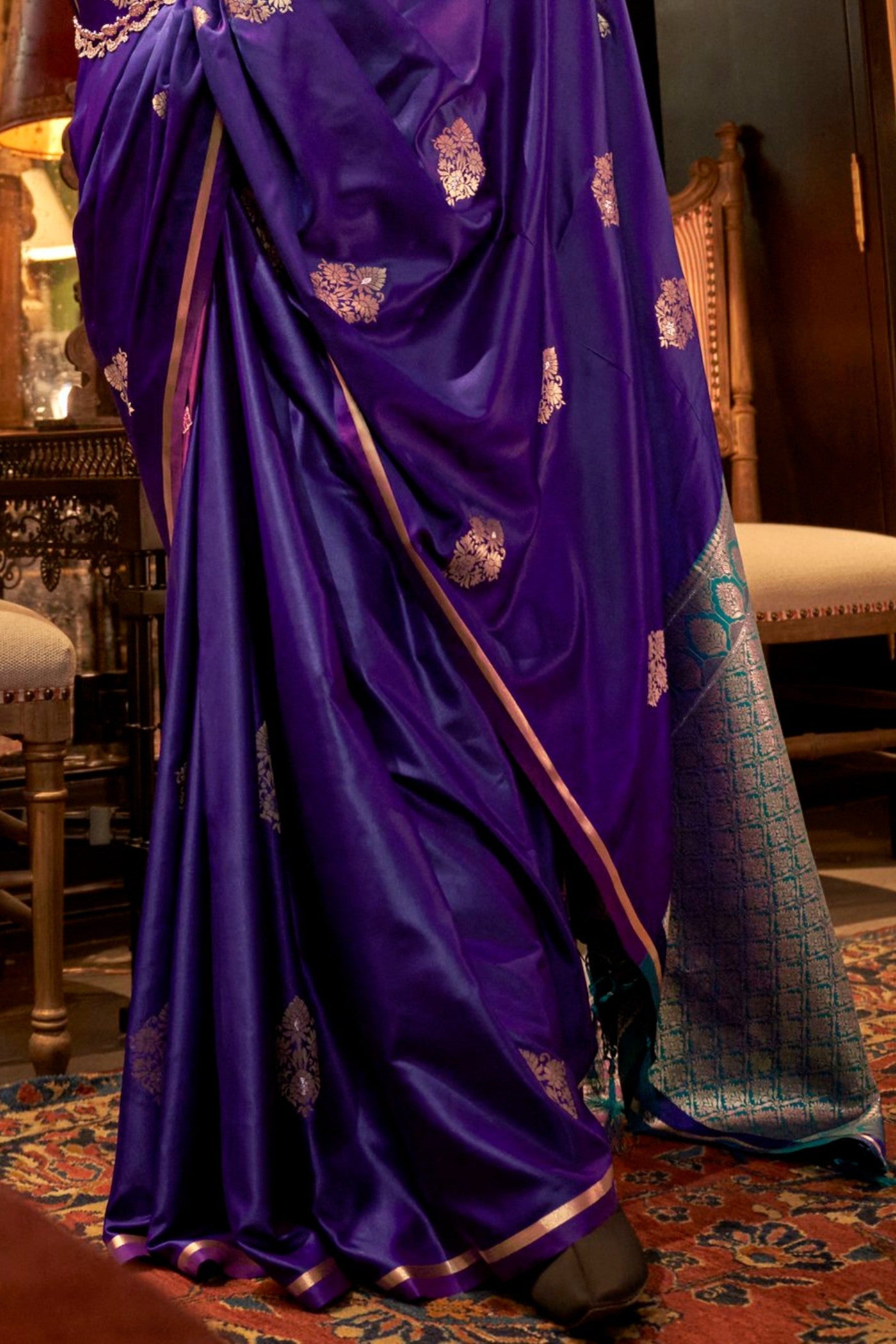 Tolopea Purple Banarasi Satin Saree