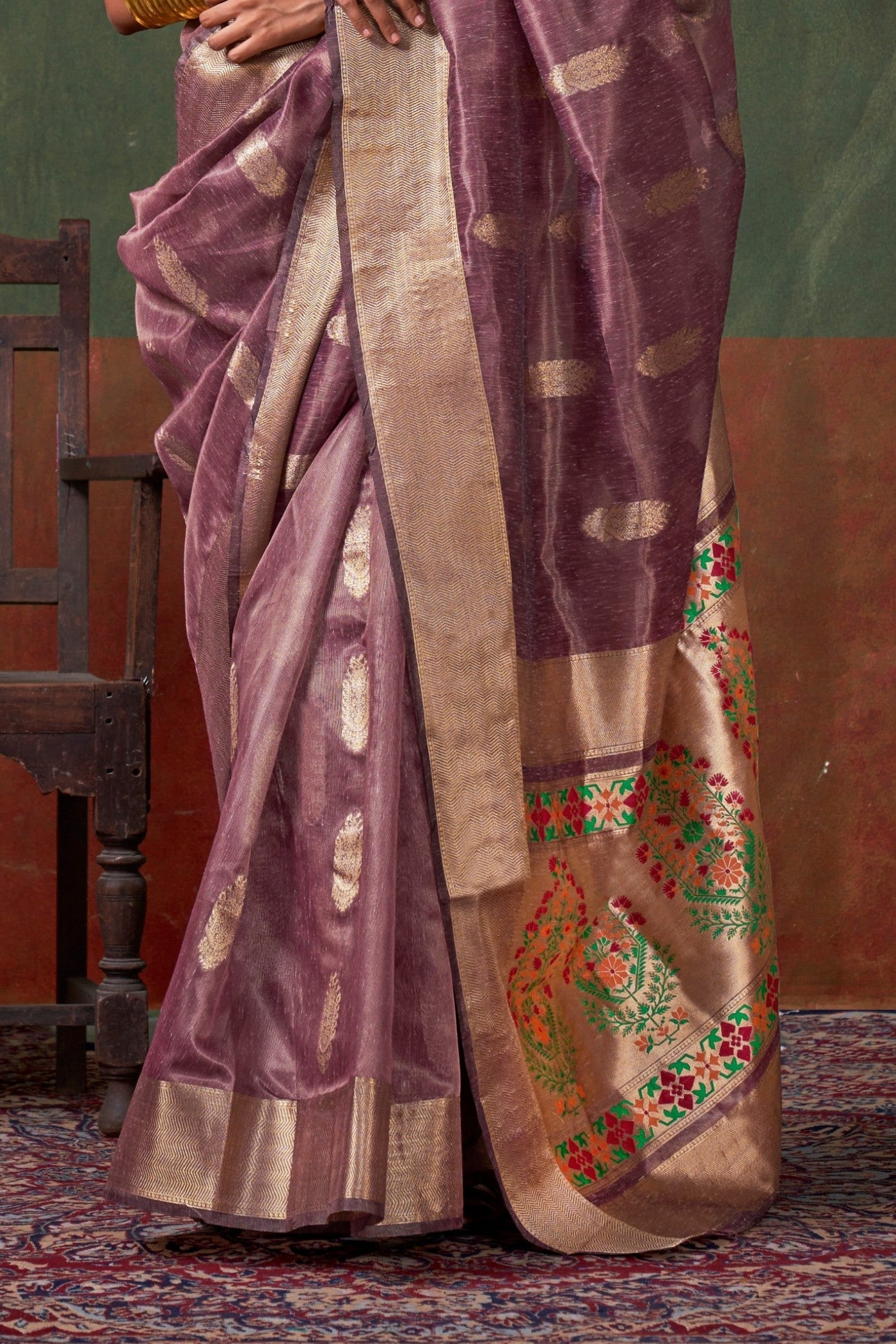 Ferra Purple Banarasi Handloom Saree