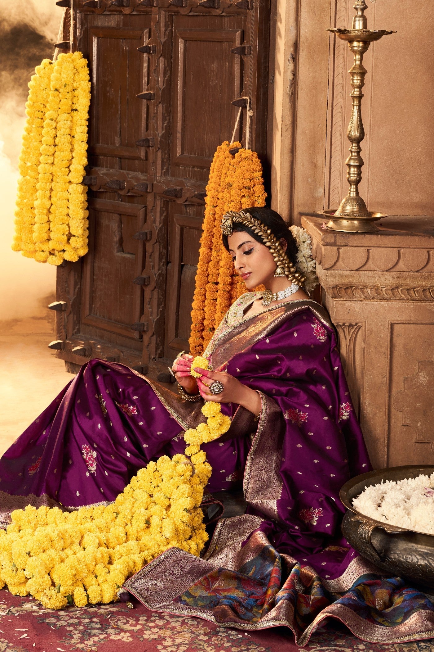 Jacaranda Purple Designer Banarasi Saree