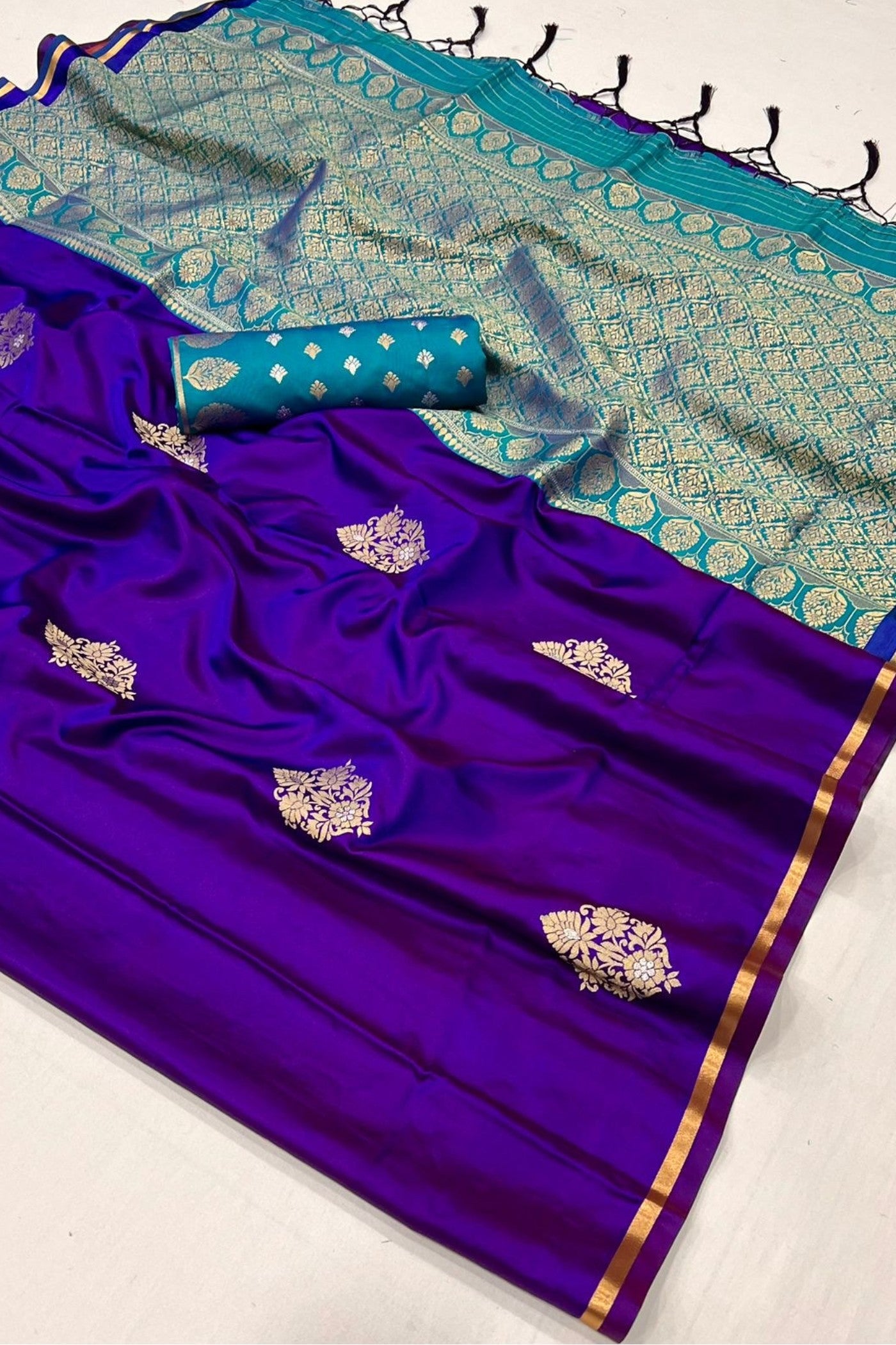 Tolopea Purple Banarasi Satin Saree