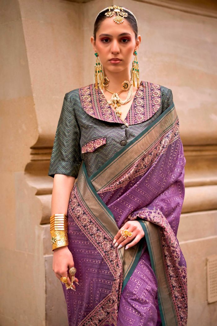 Twilight Purple Printed Patola Saree