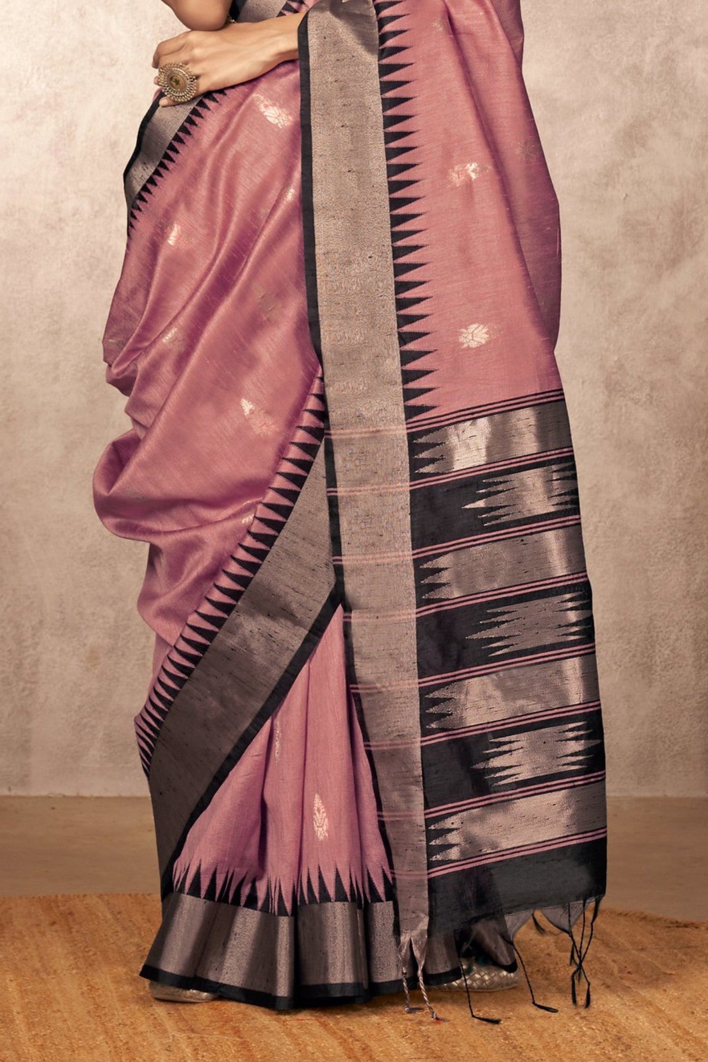 Adenium Pink Bhagalpuri Handloom Saree