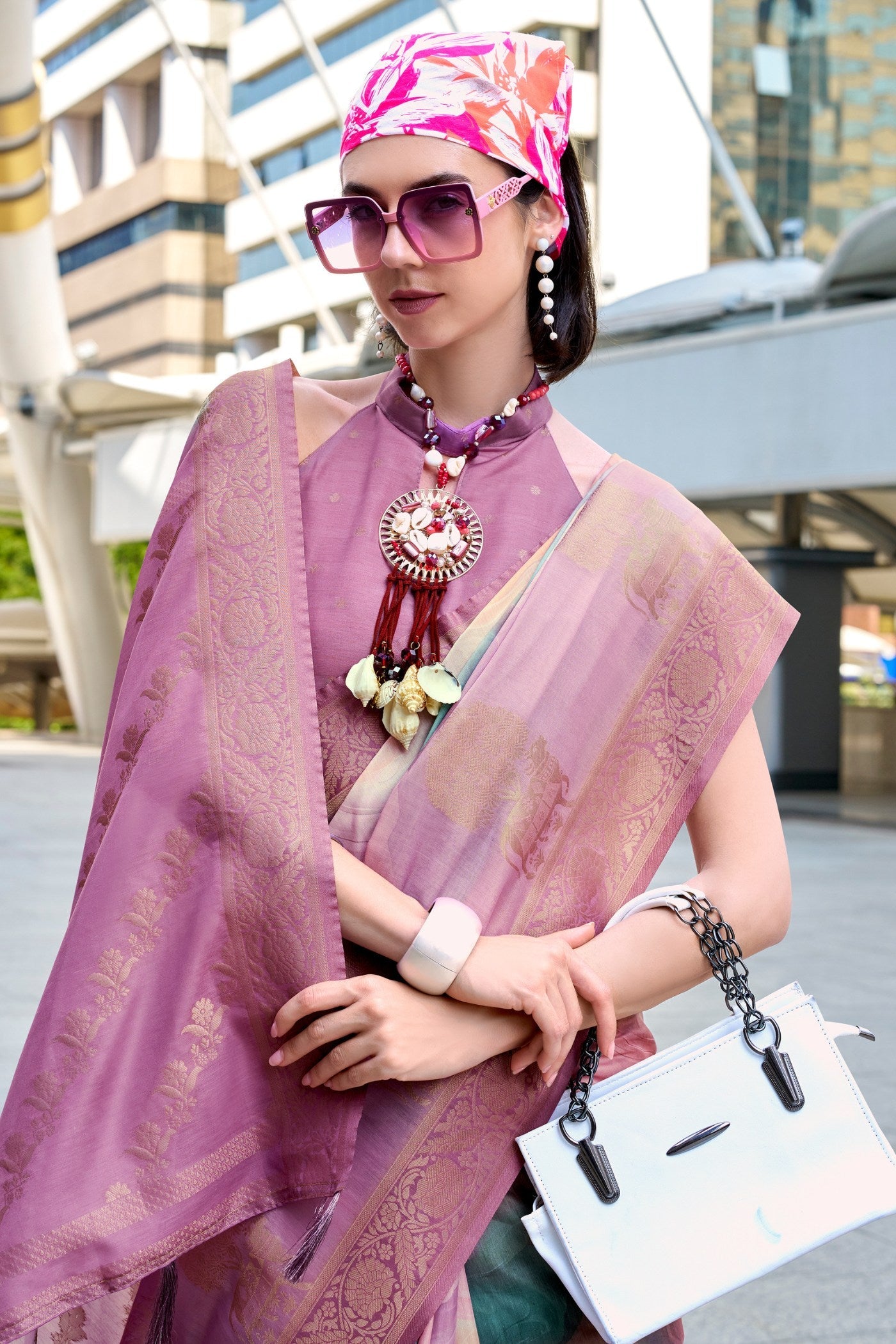 Blush Pink Banarasi Handloom Saree