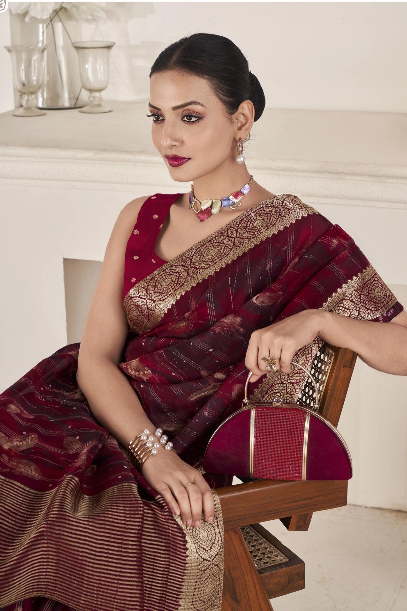 Buccaneer Maroon Banarasi Silk Saree