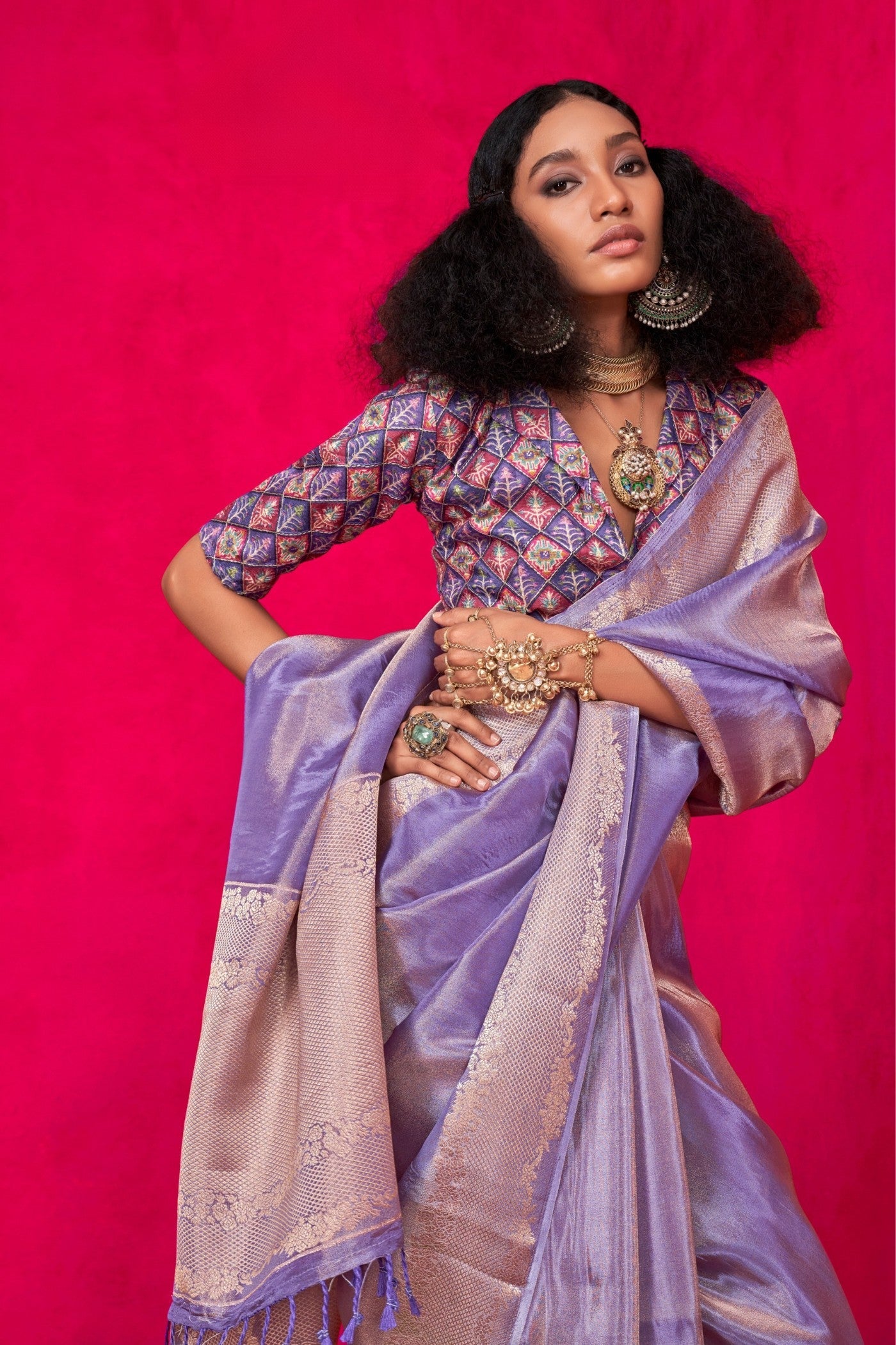 Lily Purple Tissue Silk Saree