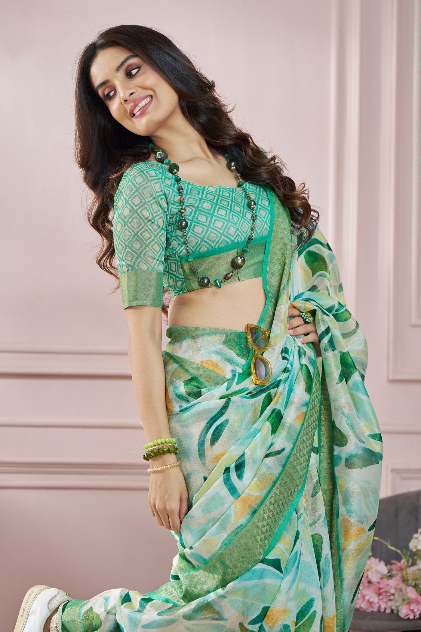 Nilgiri Green Banarasi Silk saree