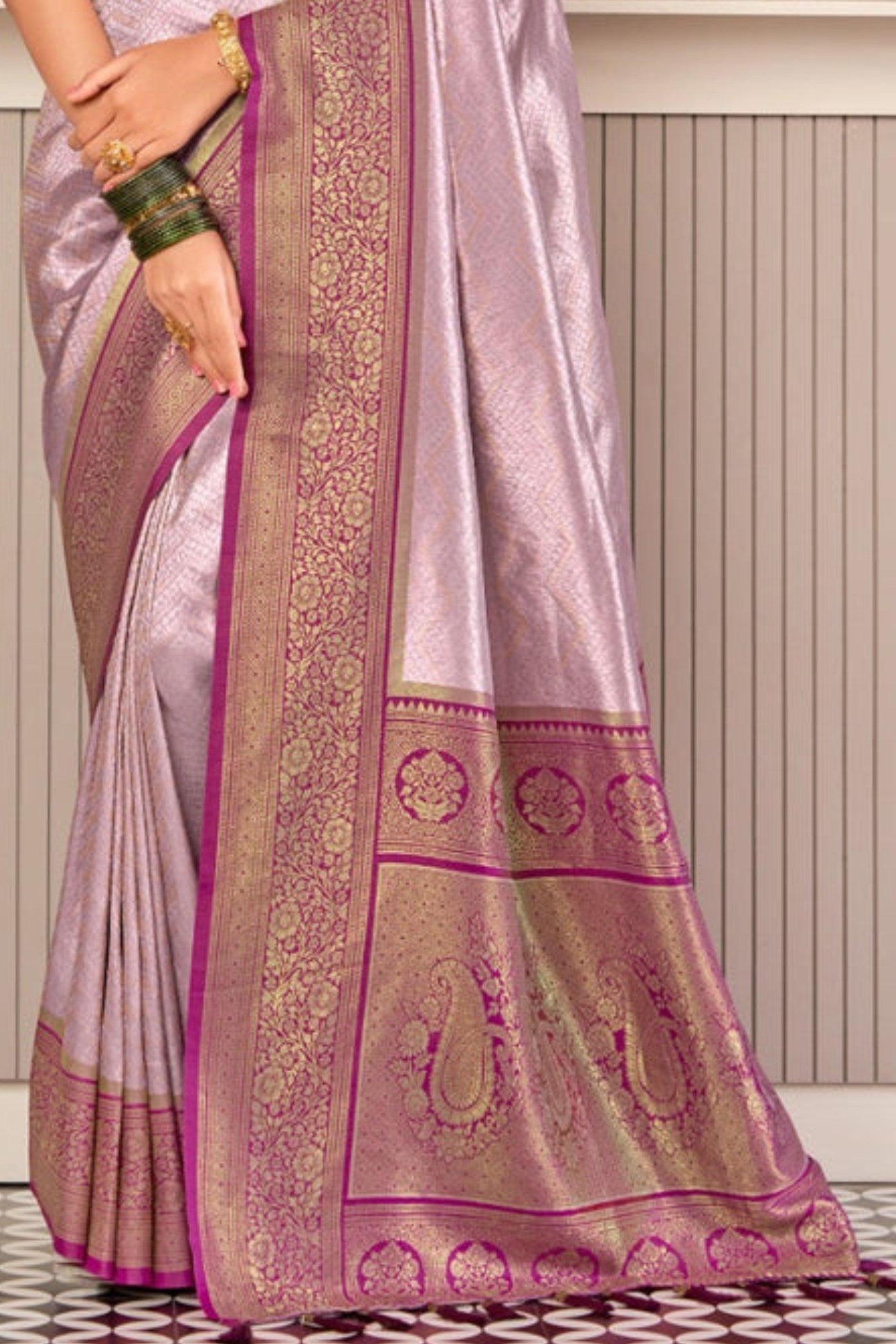 Bush Purple Zari Woven Kanjivaram Saree