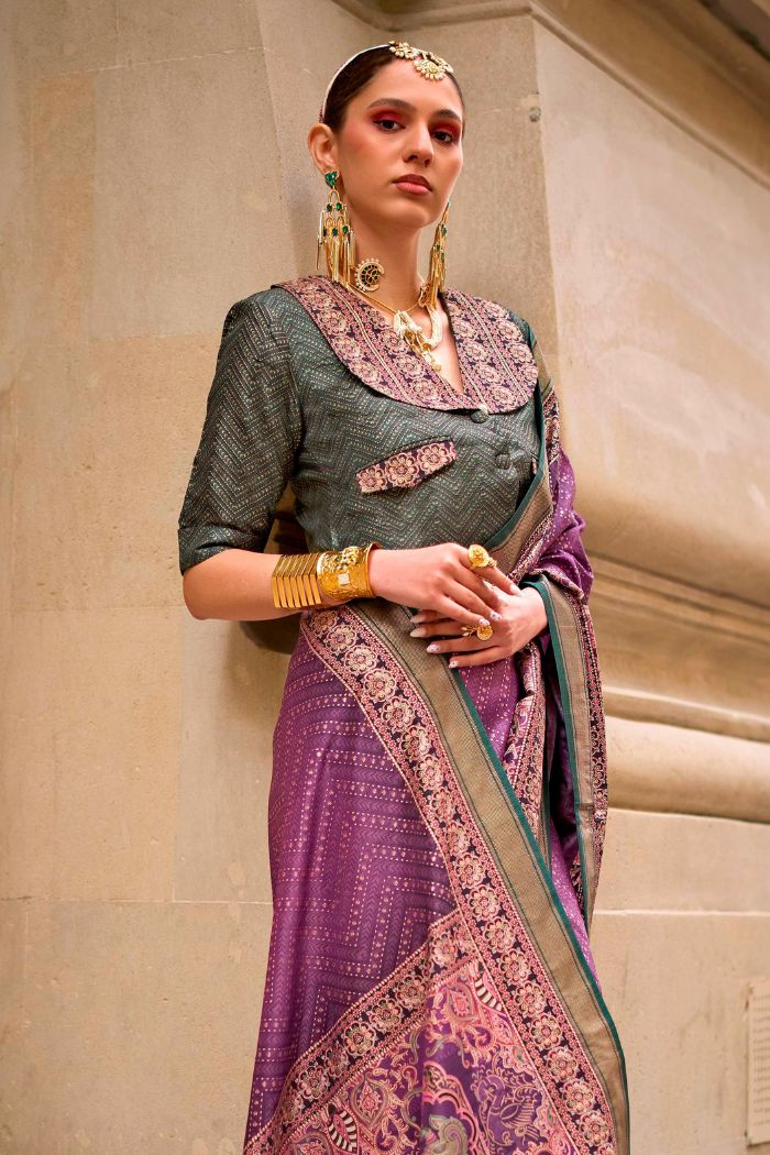 Twilight Purple Printed Patola Saree