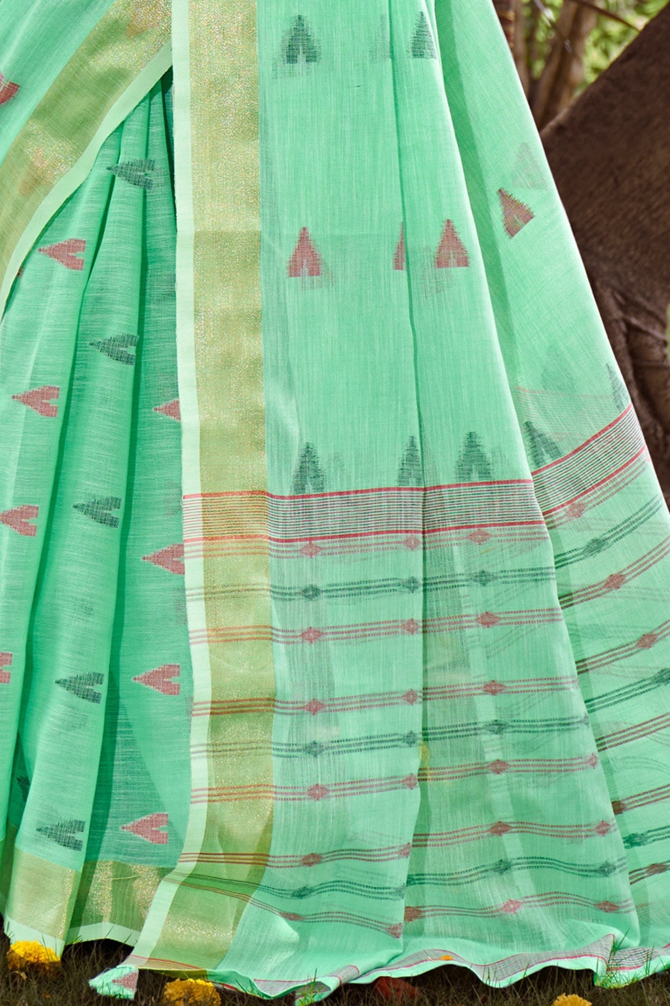 Algae Green Cotton Silk Saree